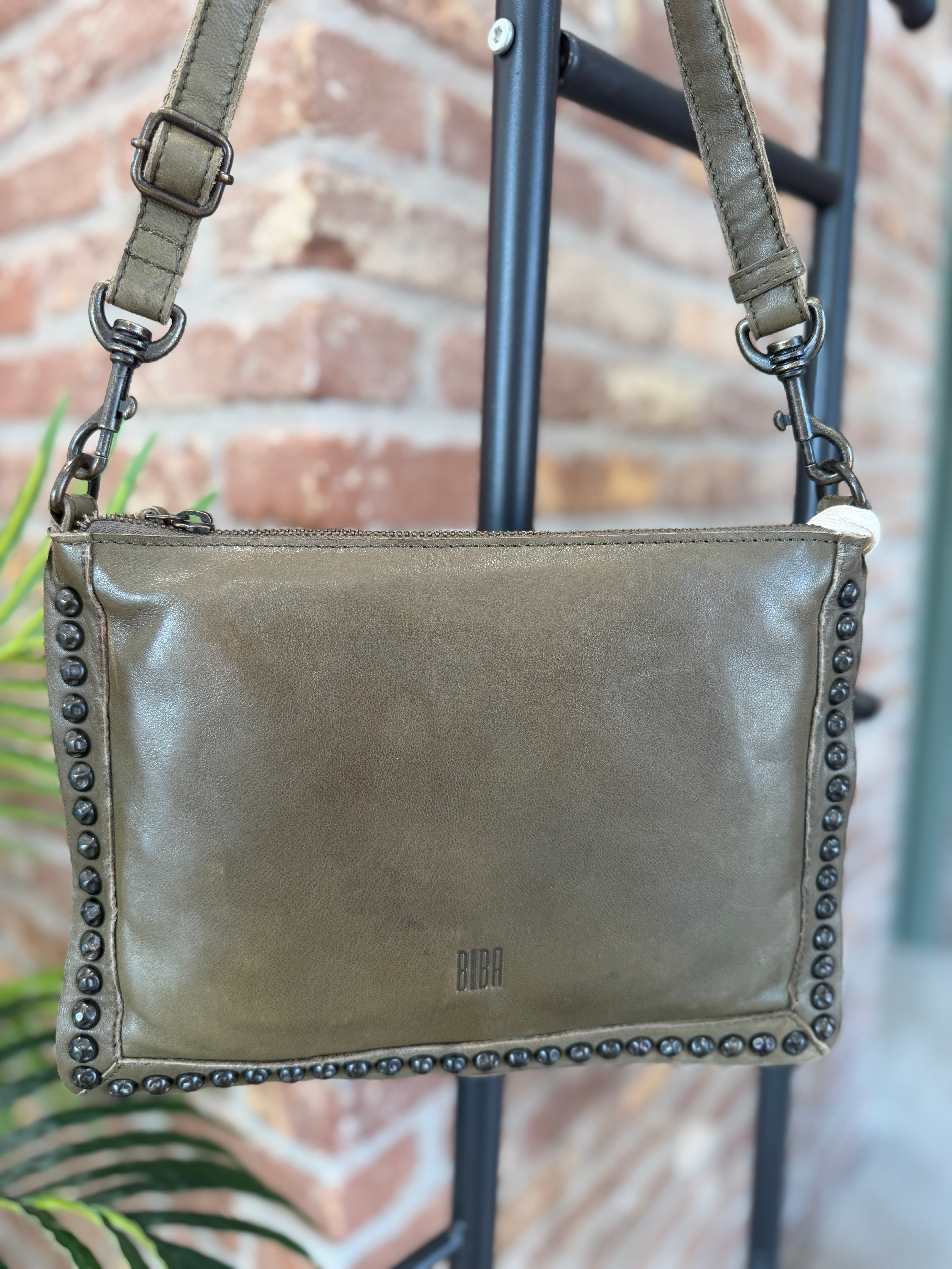 BIBA leather Portland Crossbody bag in Khaki