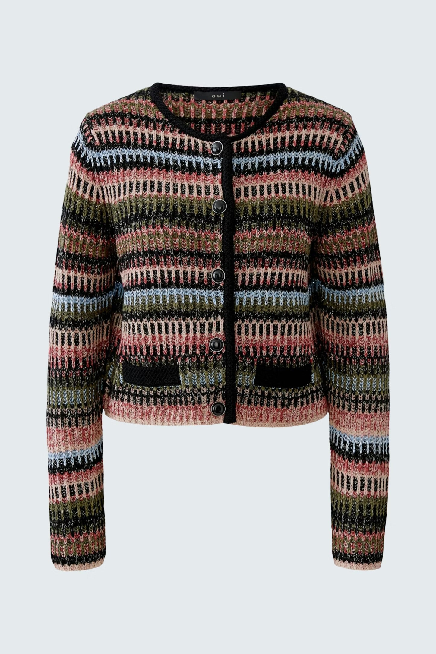 Oui Knit Jacket In black & Red
