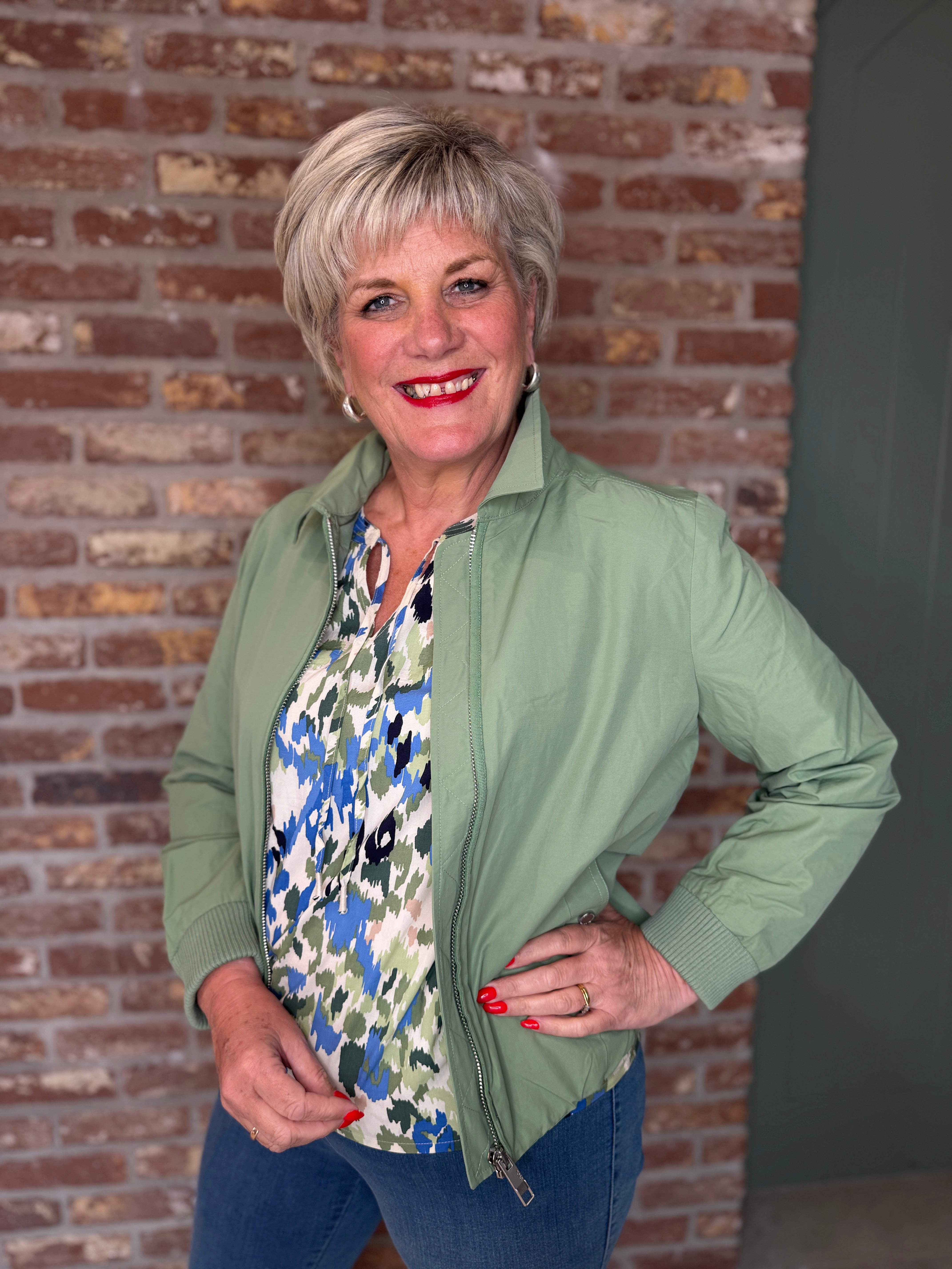Cecil Jacket With Collar In Deep Matcha Green