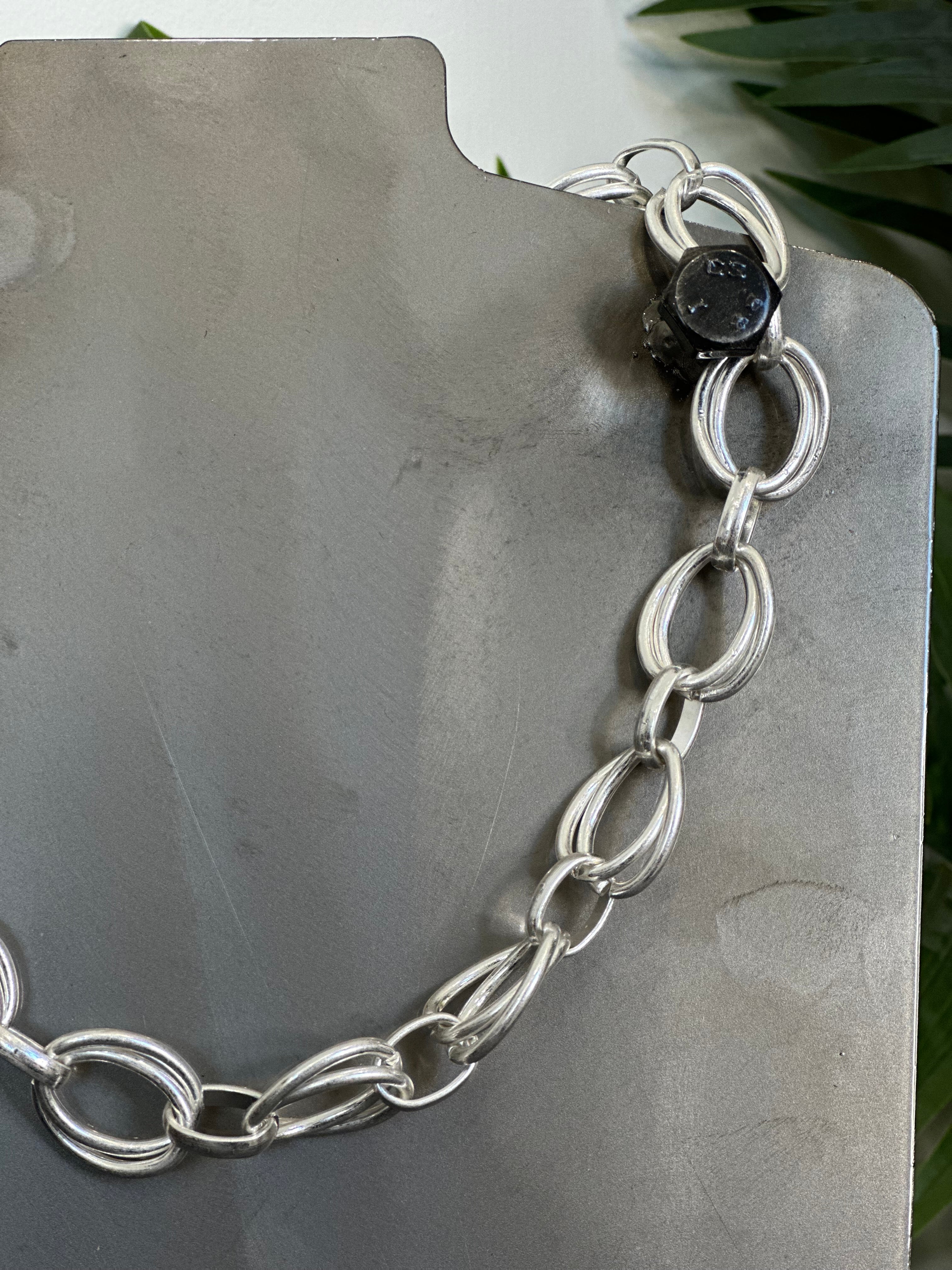 Eliza Gracious Double Linked chain necklace In silver