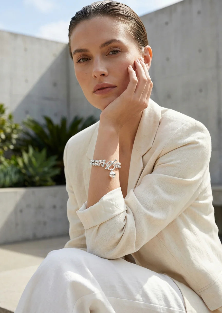 Envy Double Layer Charm Bracelet in silver