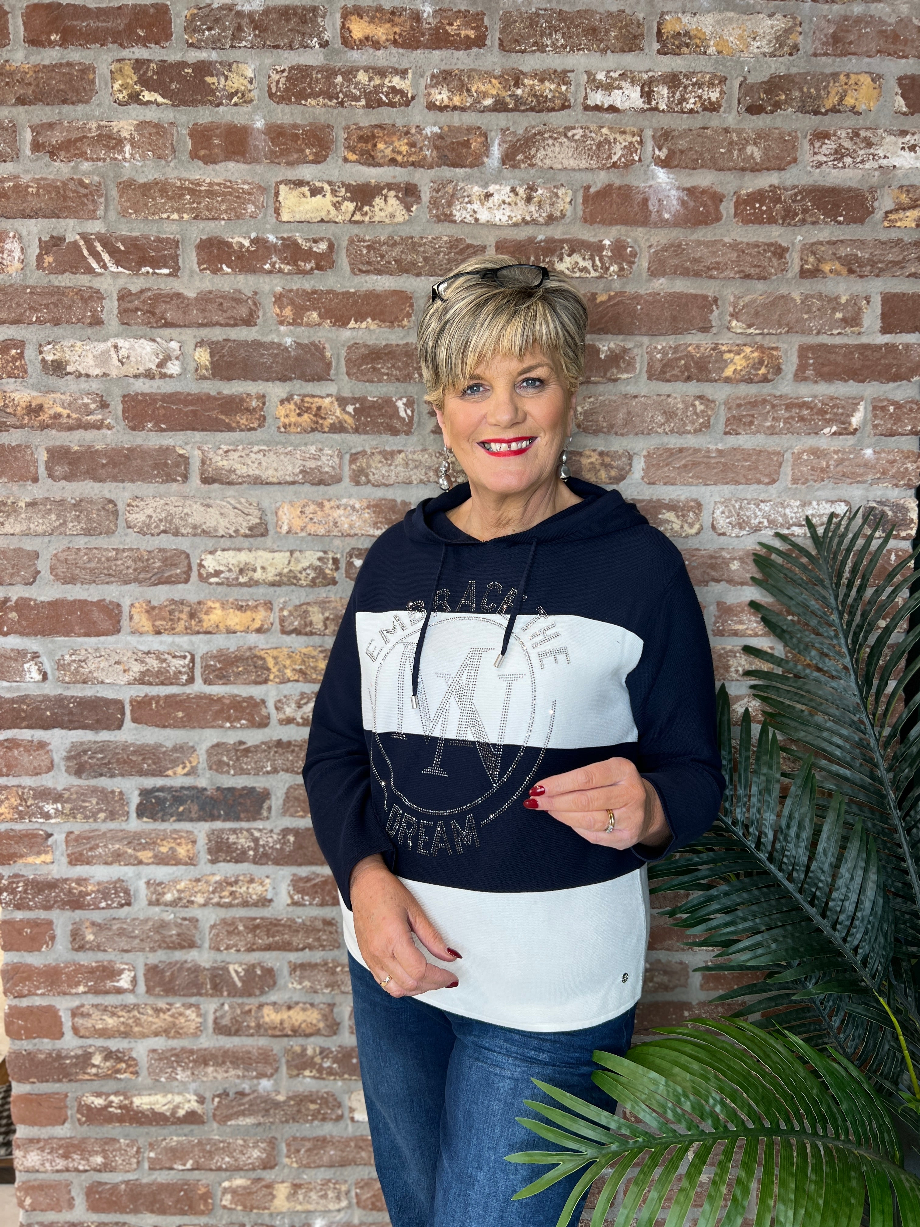 Monari Striped Pullover In Marine