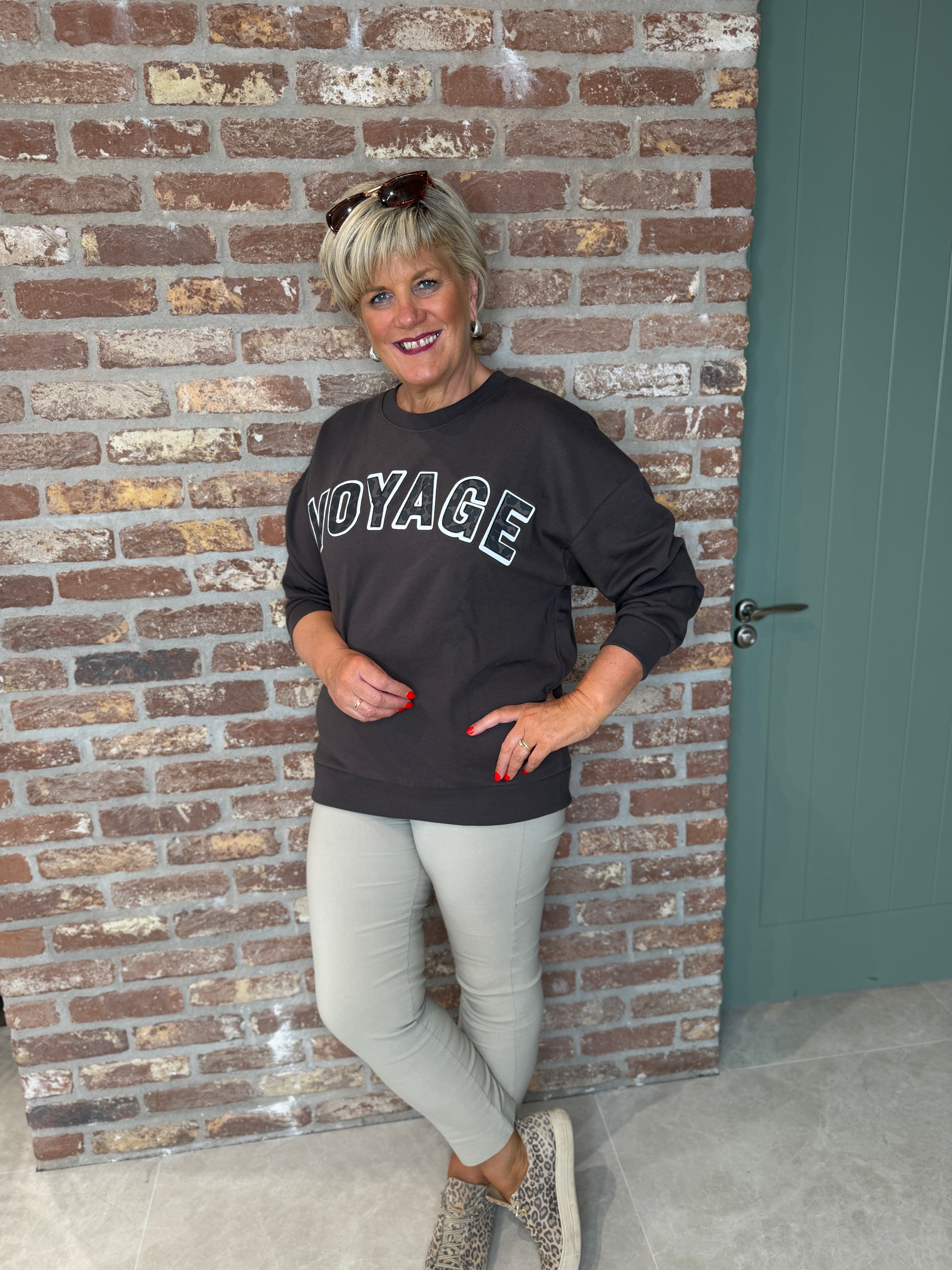 Oui Voyage Jumper With Leopard in brown