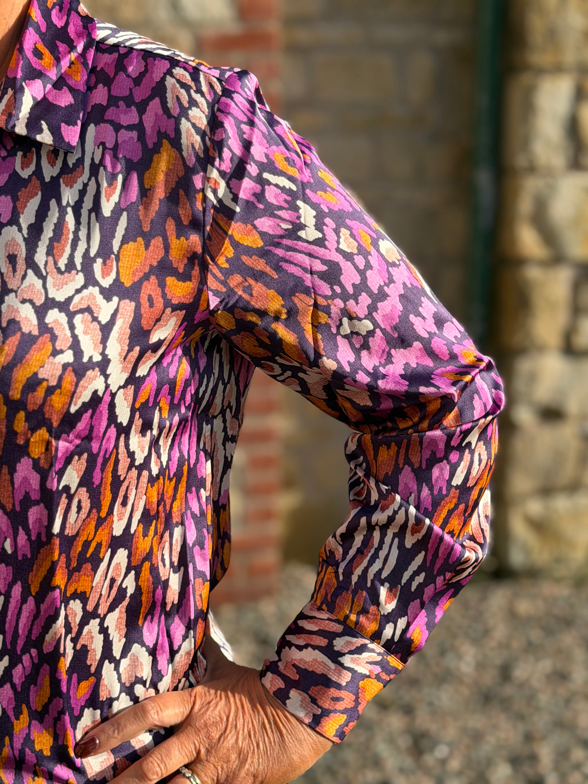 Animal print shirt in purple multi