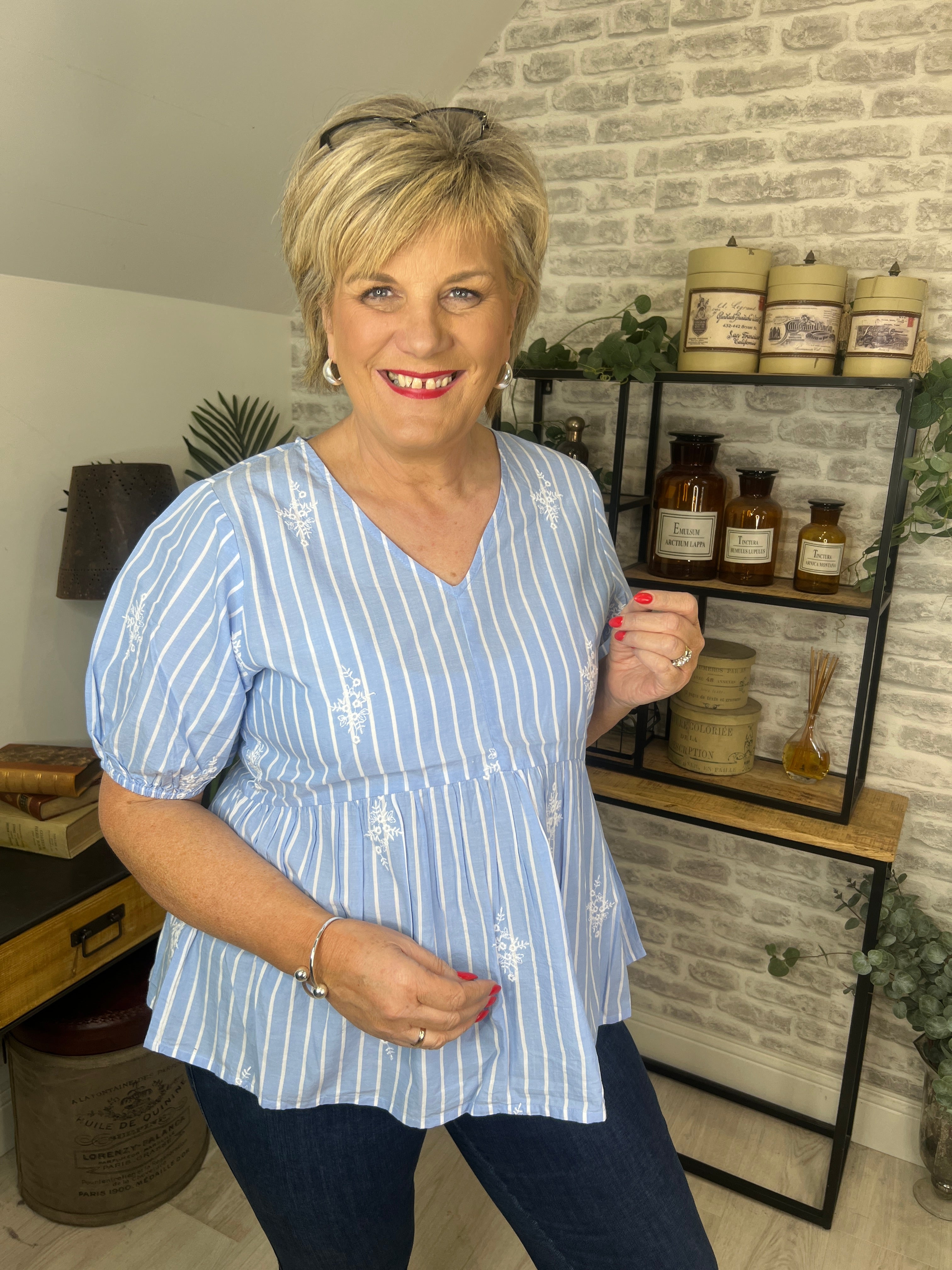 Culture Cubaloo Blouse In Blue Stripe