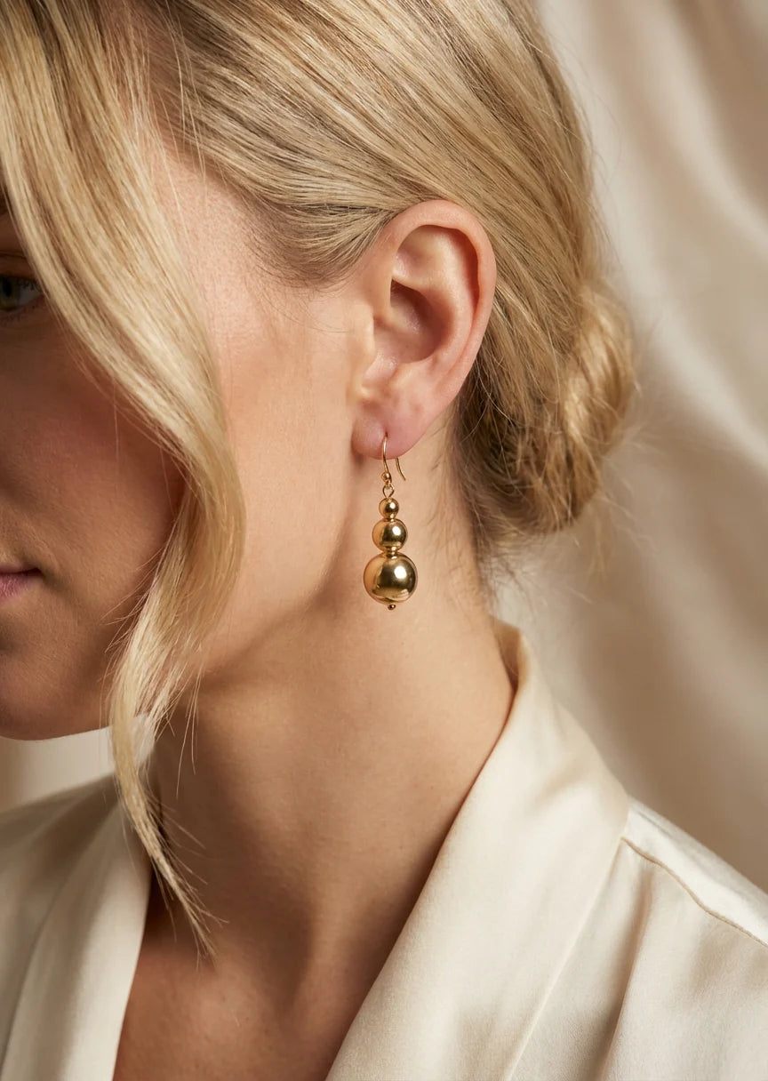 Envy Ball Dropper Earrings In gold