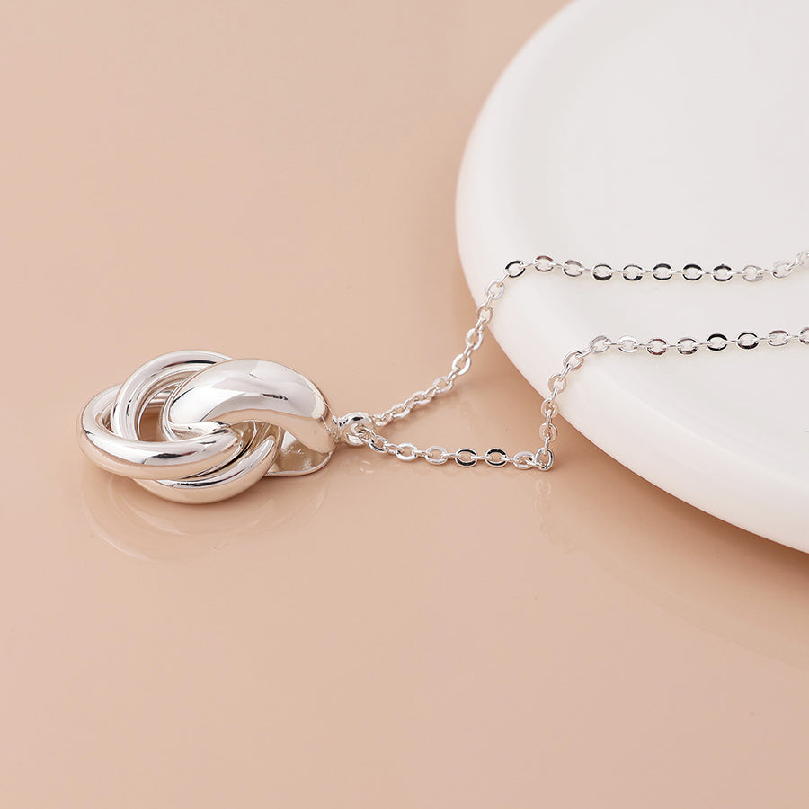 Pom Linked Hoops Pendant Necklace In Silver