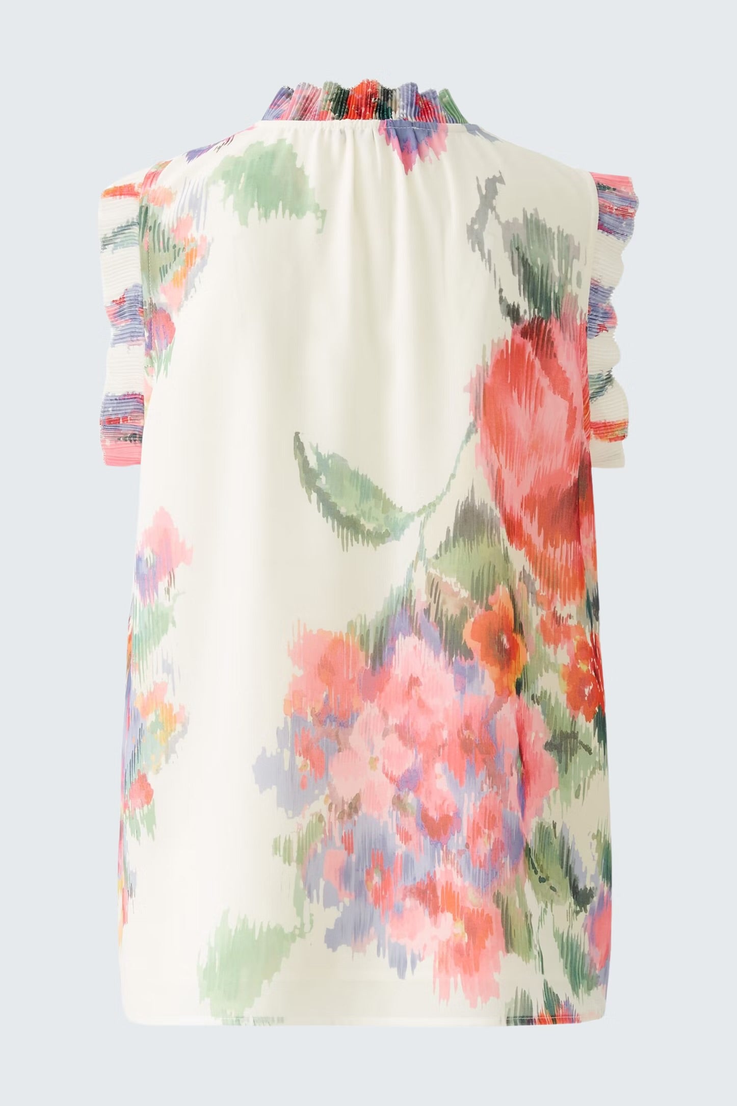 Oui Floral Blouse In Pink & Green