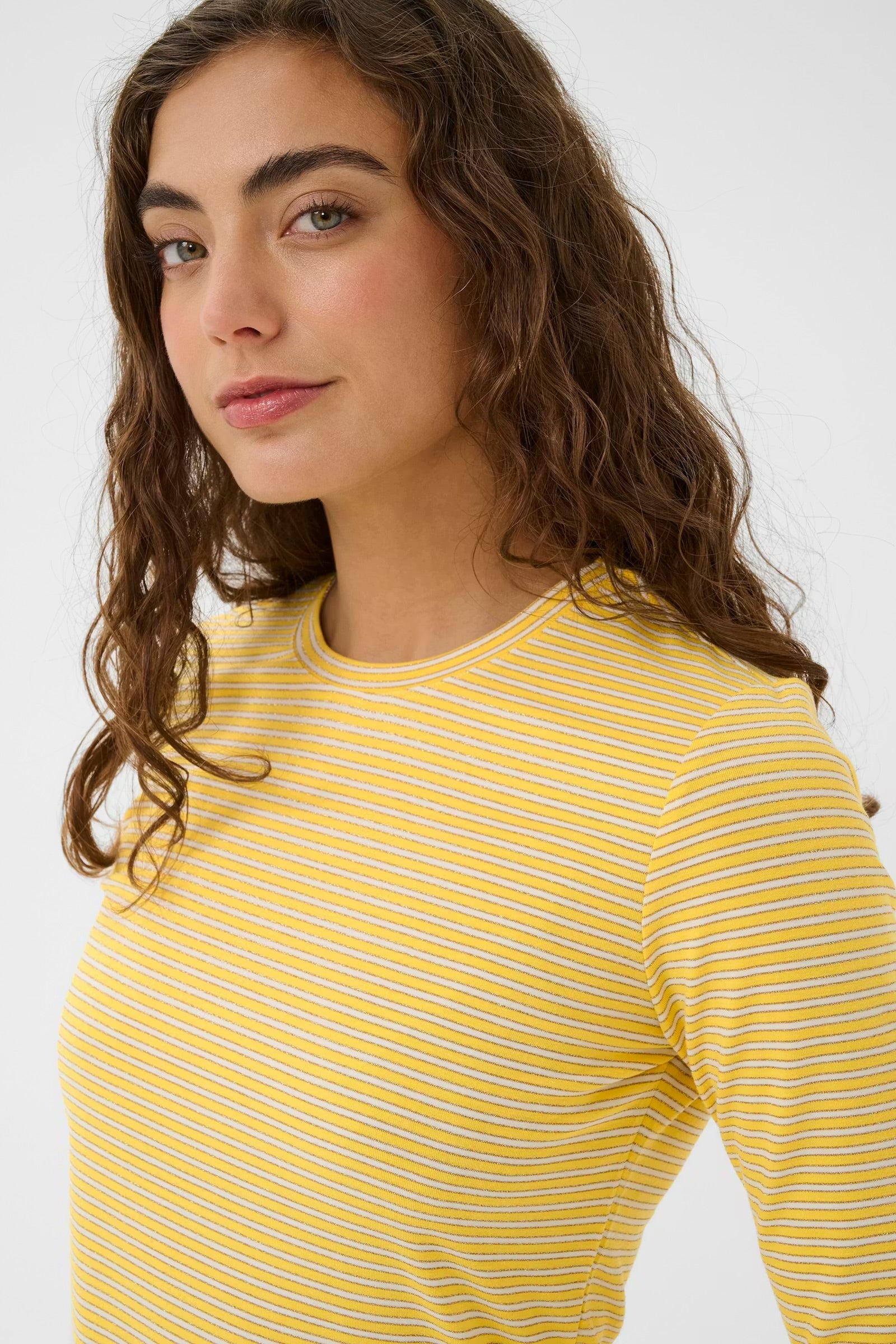 Culture Striped Top In Yellow & White