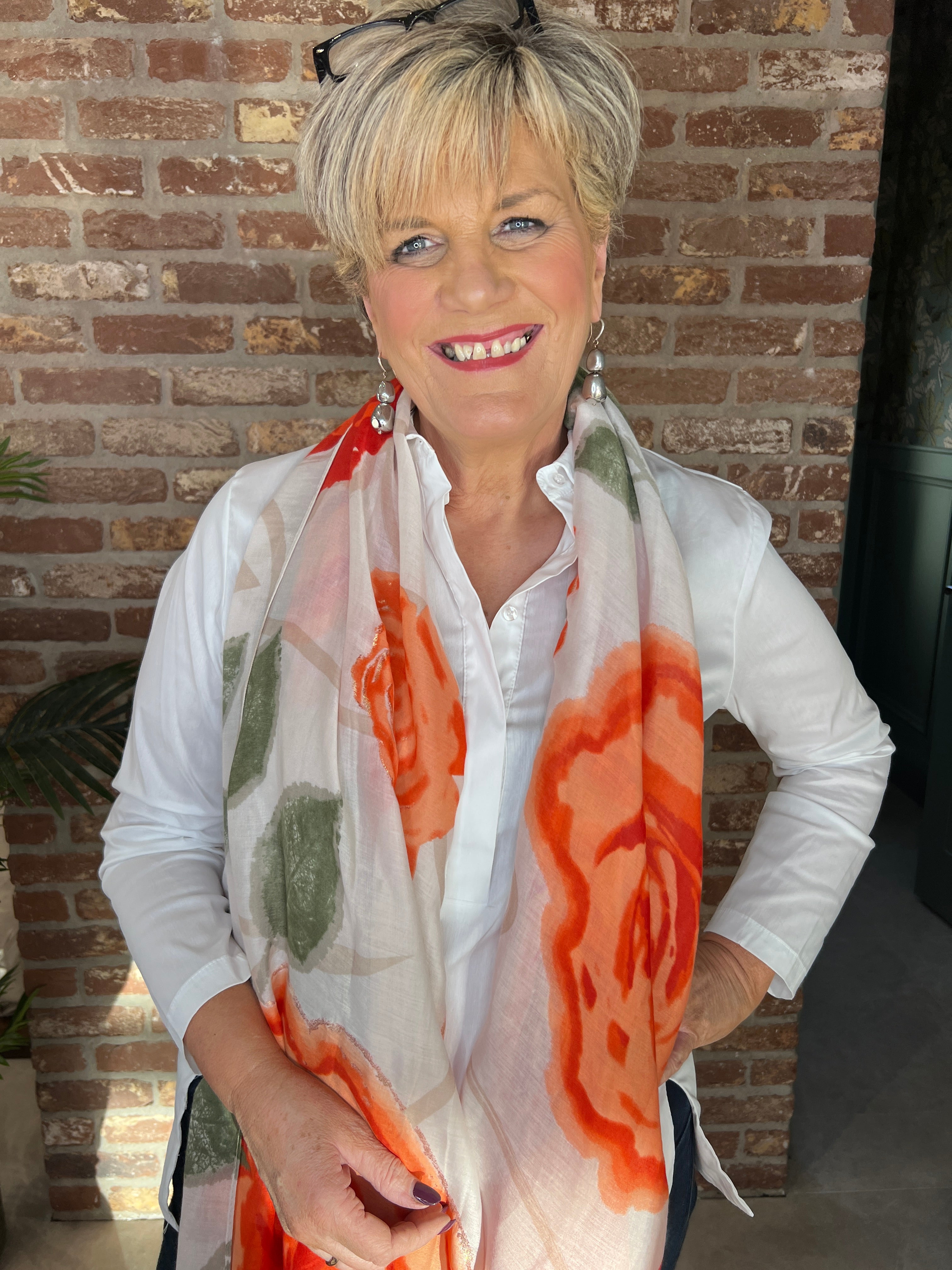 Pipa Patterned Scarf In Flame Multi