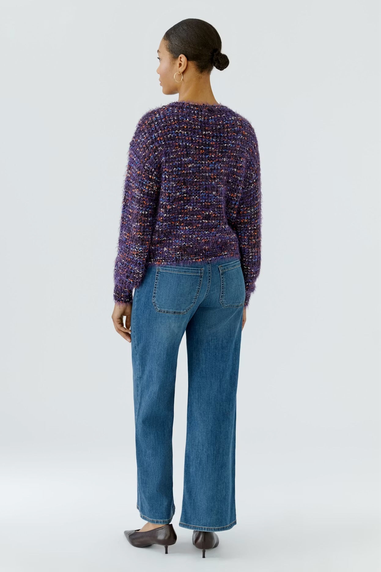 Oui Pullover Jumper In Black Violet