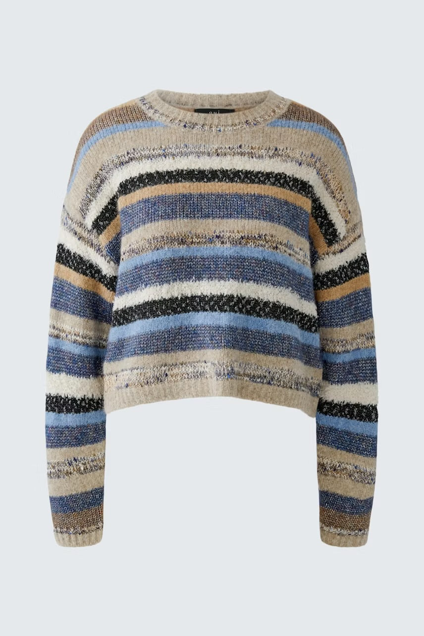 Oui Pullover In Light brown & blue