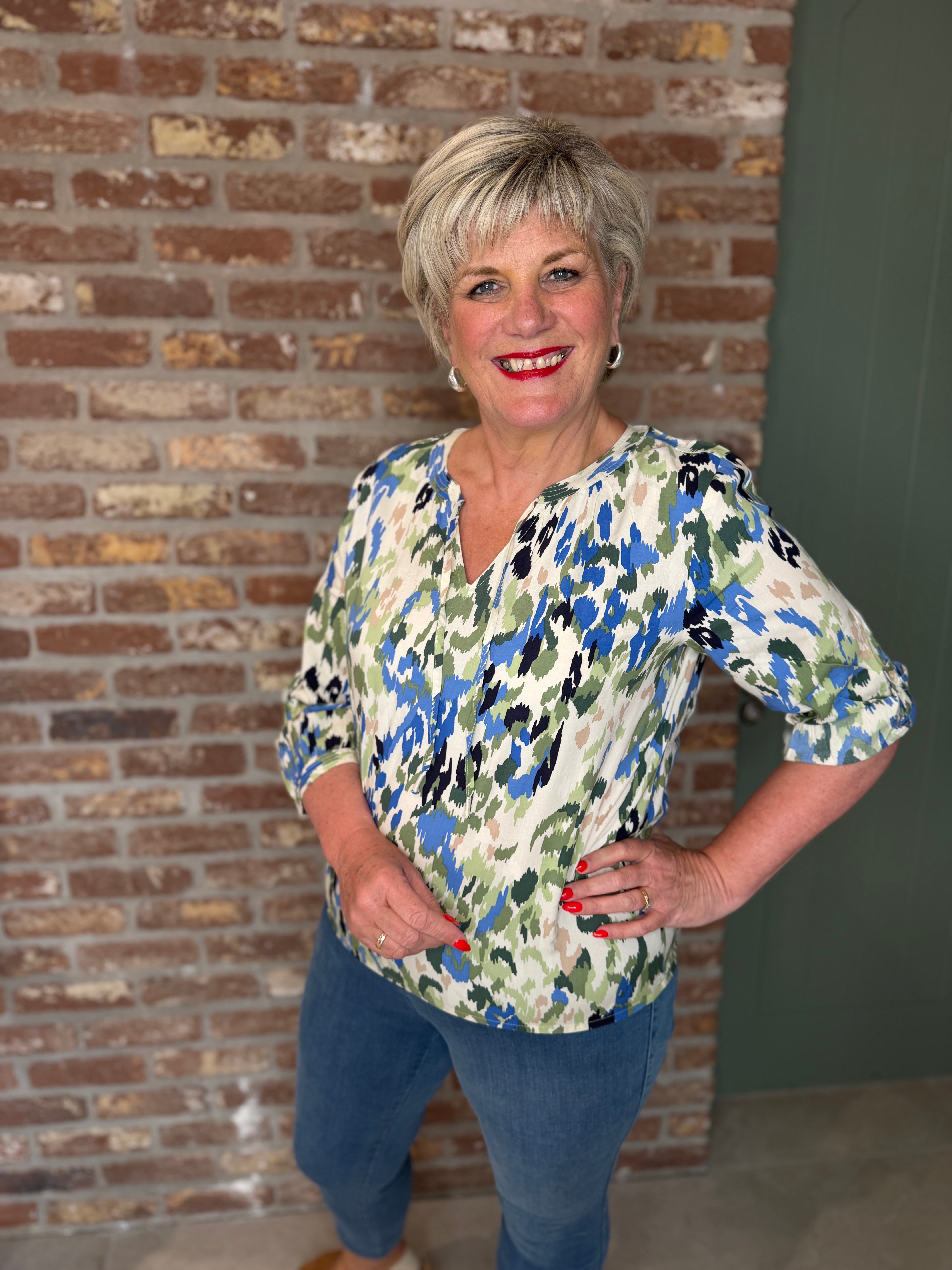 Cecil Patterned Blouse In Cashmere Beige
