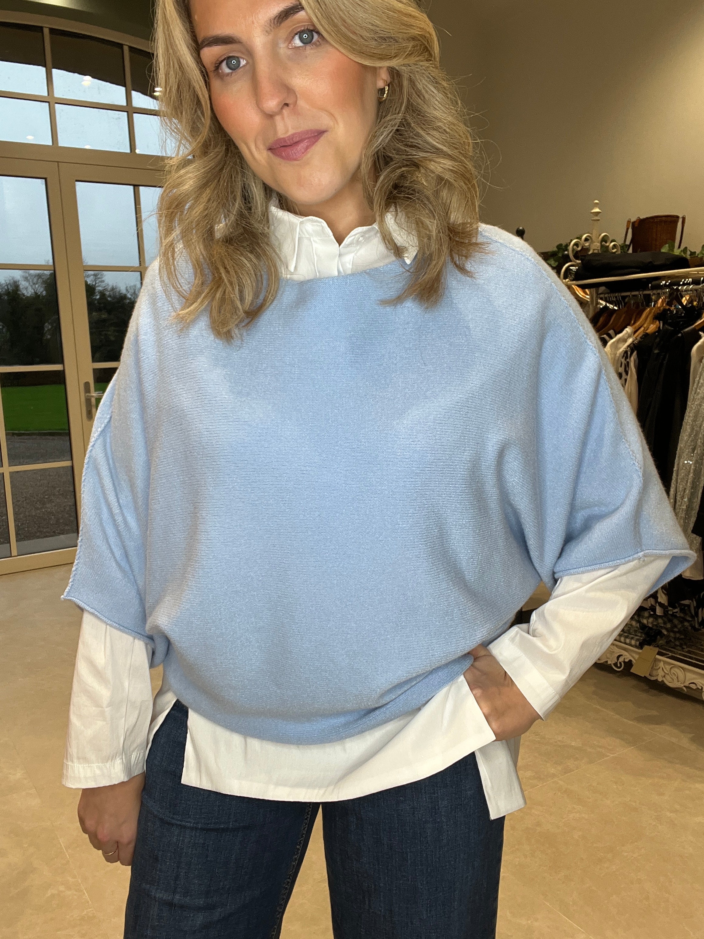 Deck By Decollage Layering Knit In Baby Blue