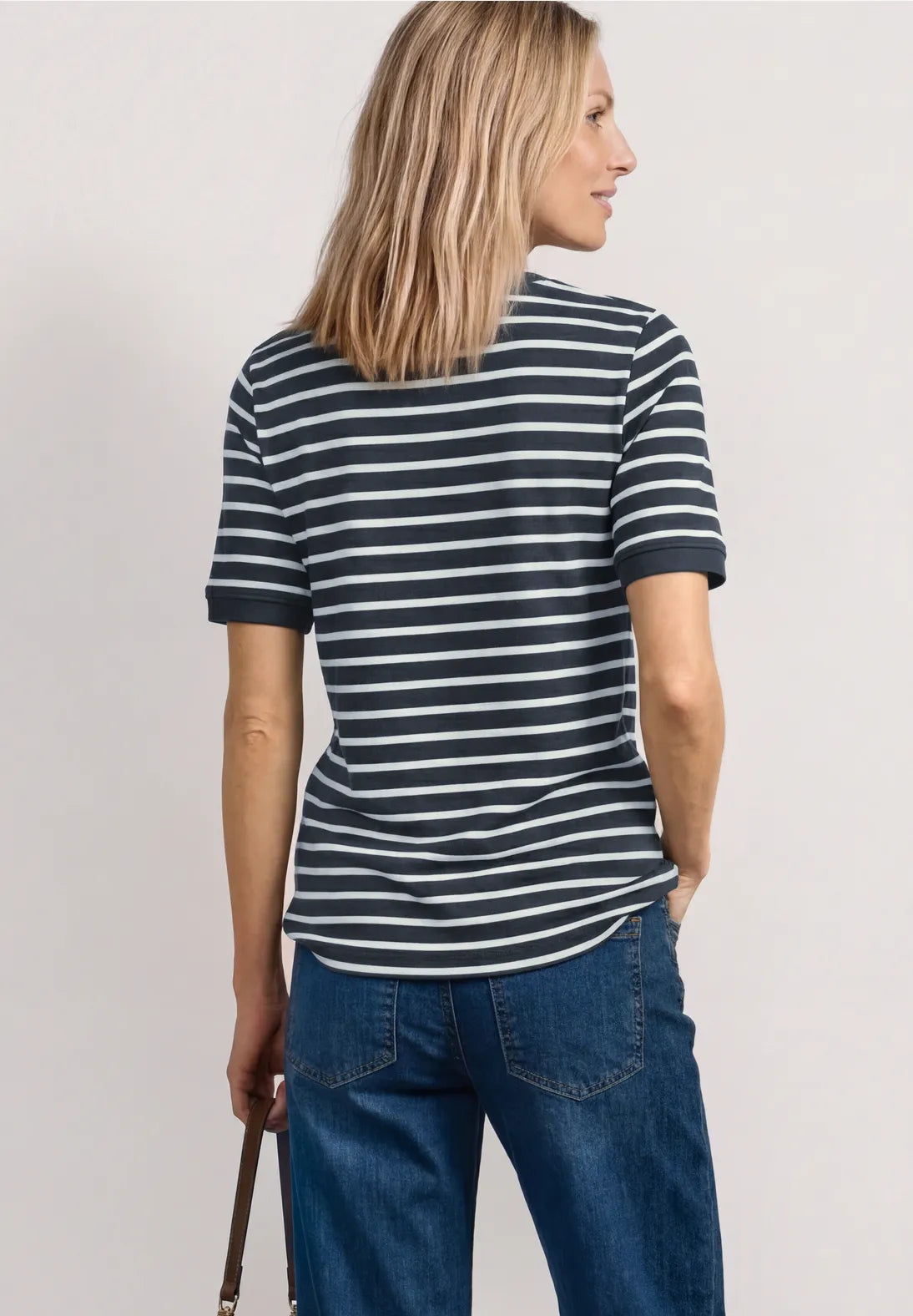 Street One boat neck Top in Darkest Blue