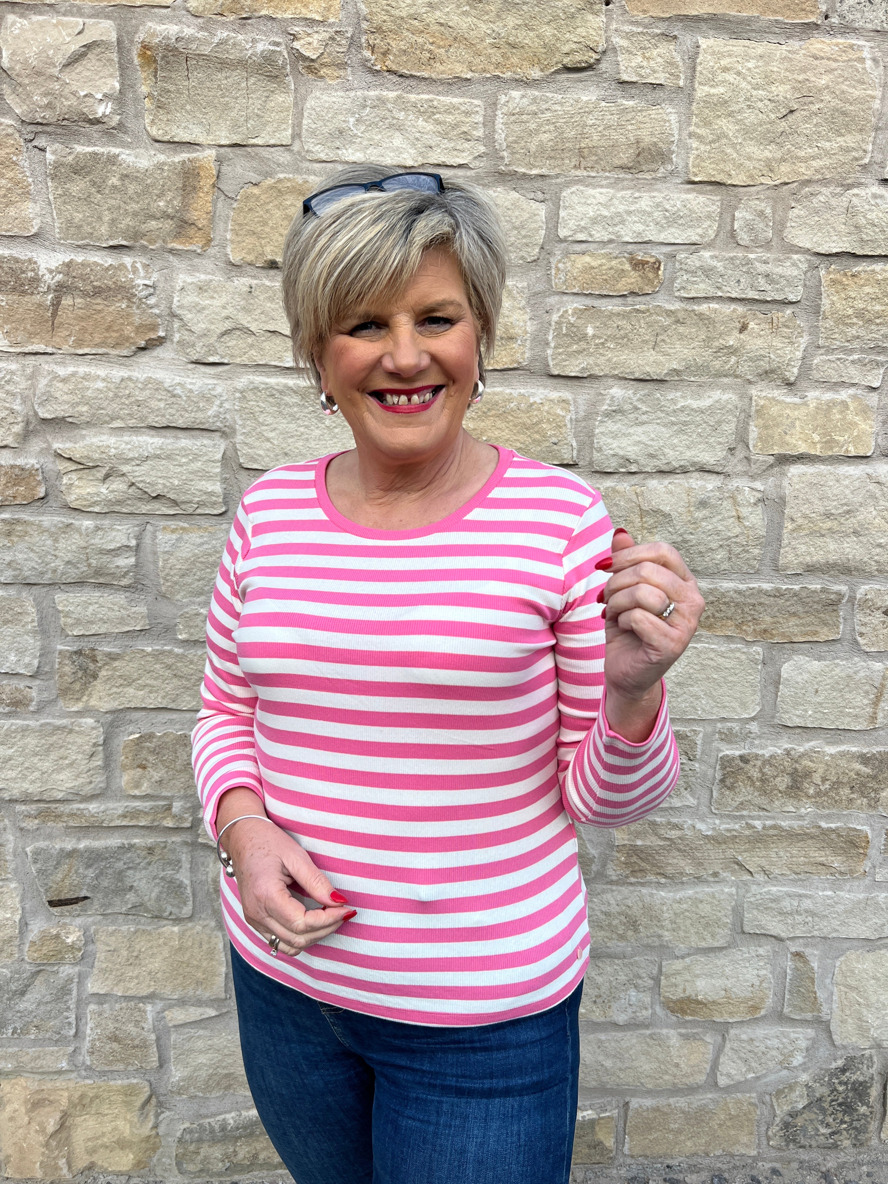 Nümph Numixie Striped Top In Pink Carnation