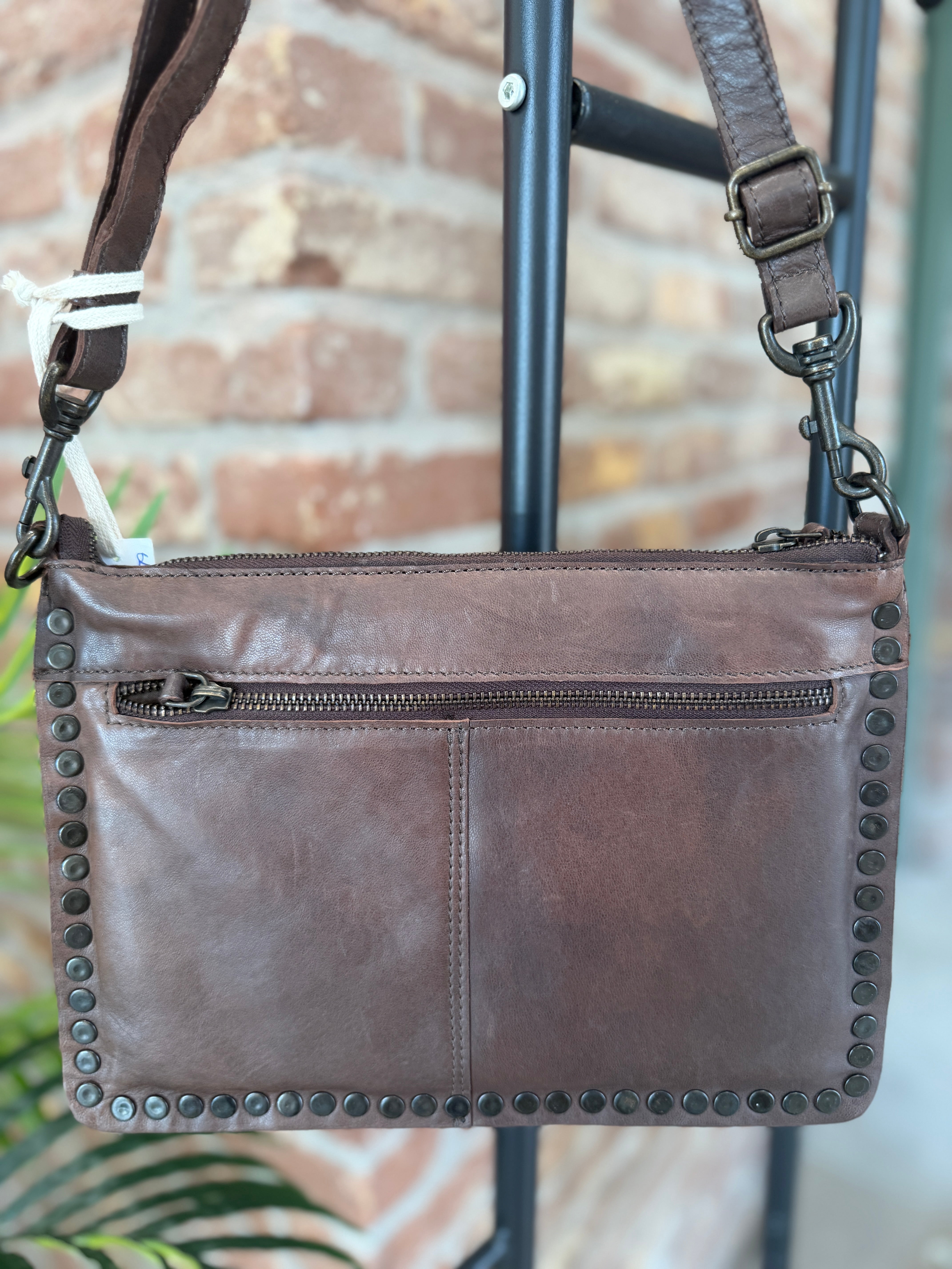 BIBA leather Portland Crossbody bag in Dark Brown