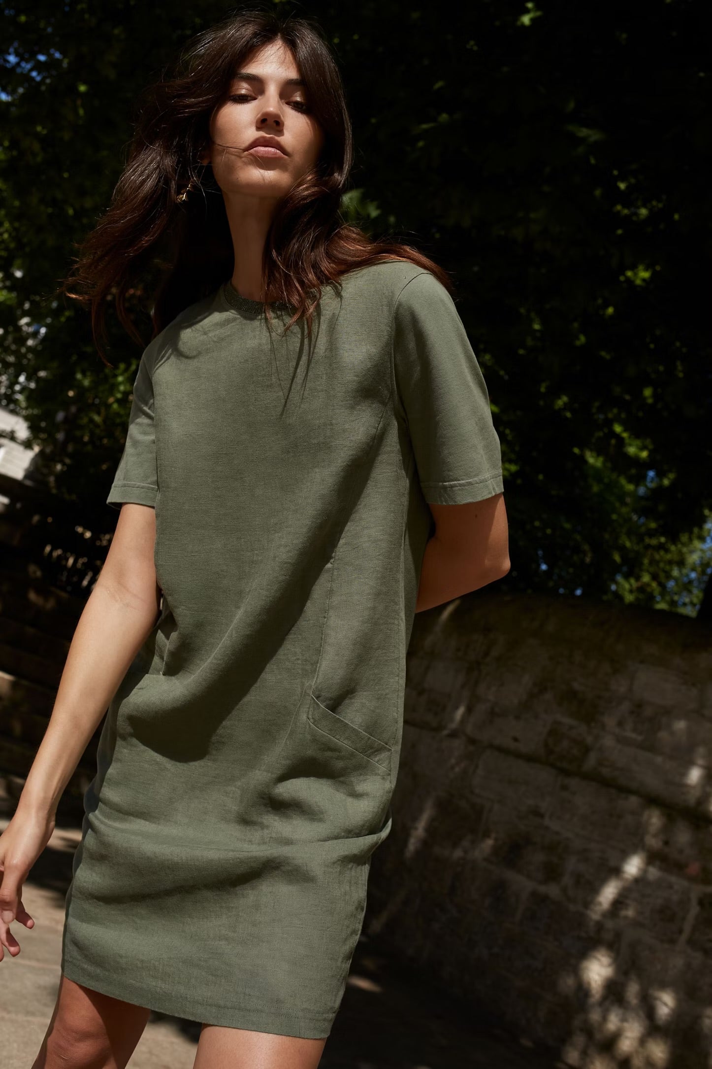 Oui Kleid Dress In Shaded Moss