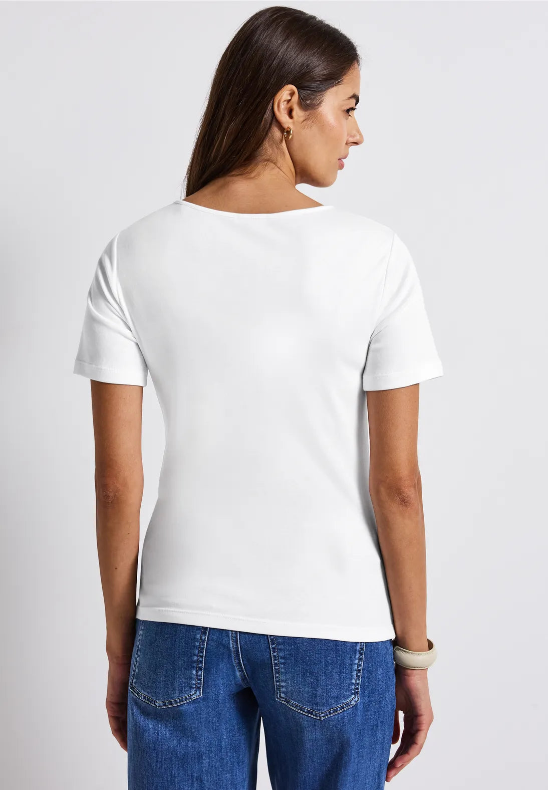Street One Heart Neckline Top In Off white