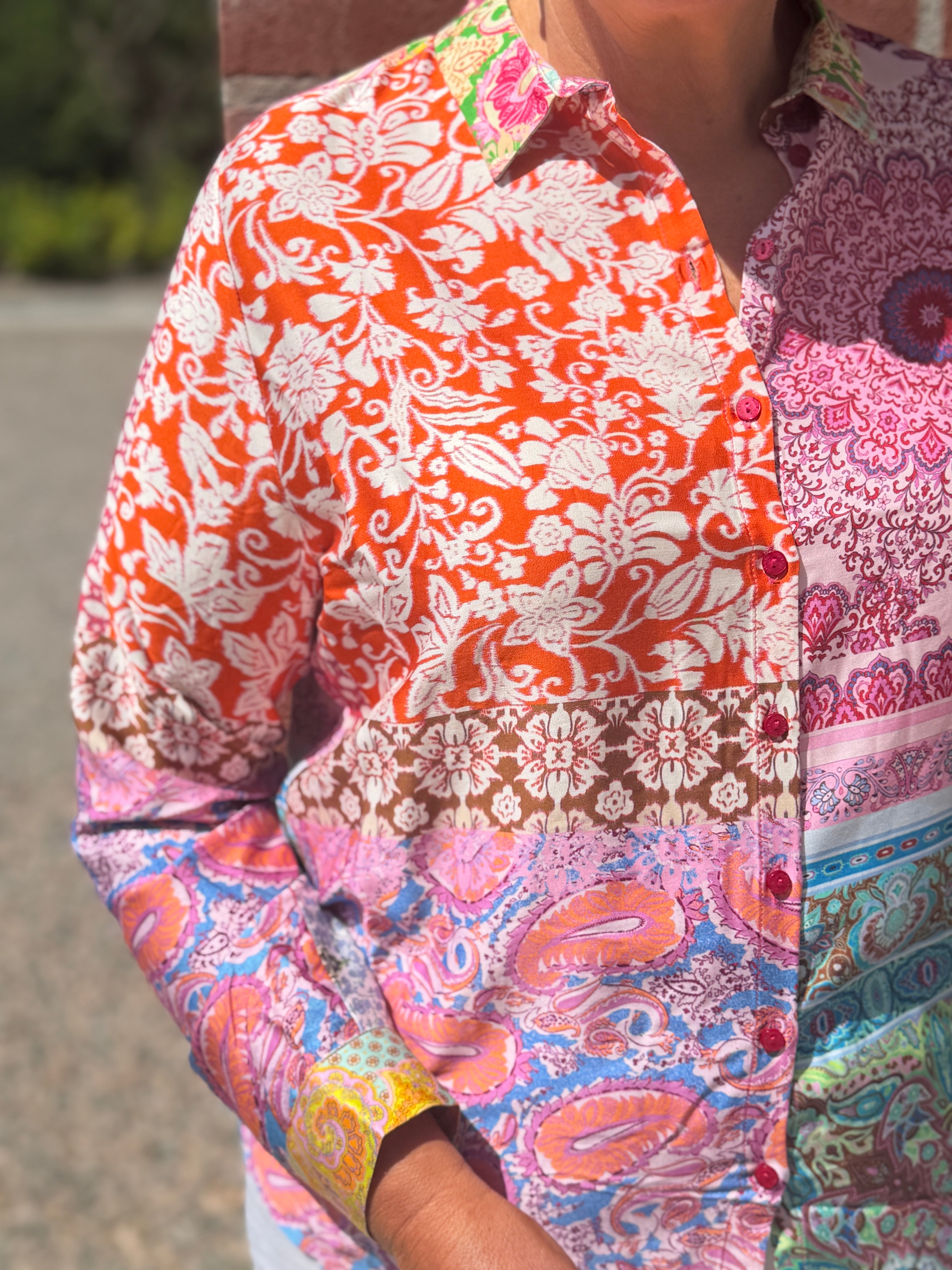 Milano Italy Patterned shirt in pink multi