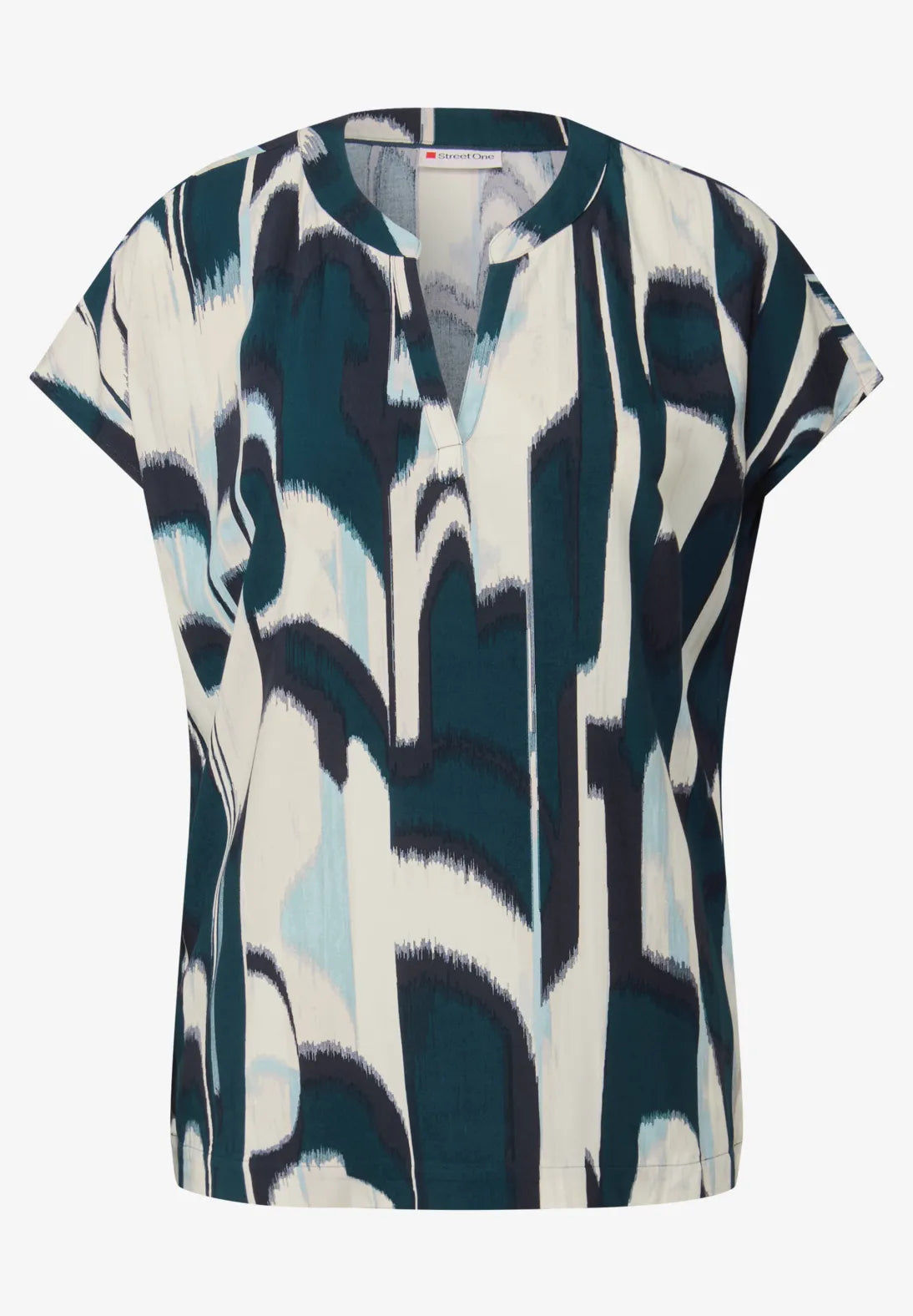 Street One Patterned Blouse In Tide Blue