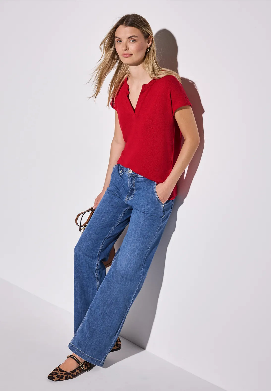 Street One Summer Knit Top In Glory Red