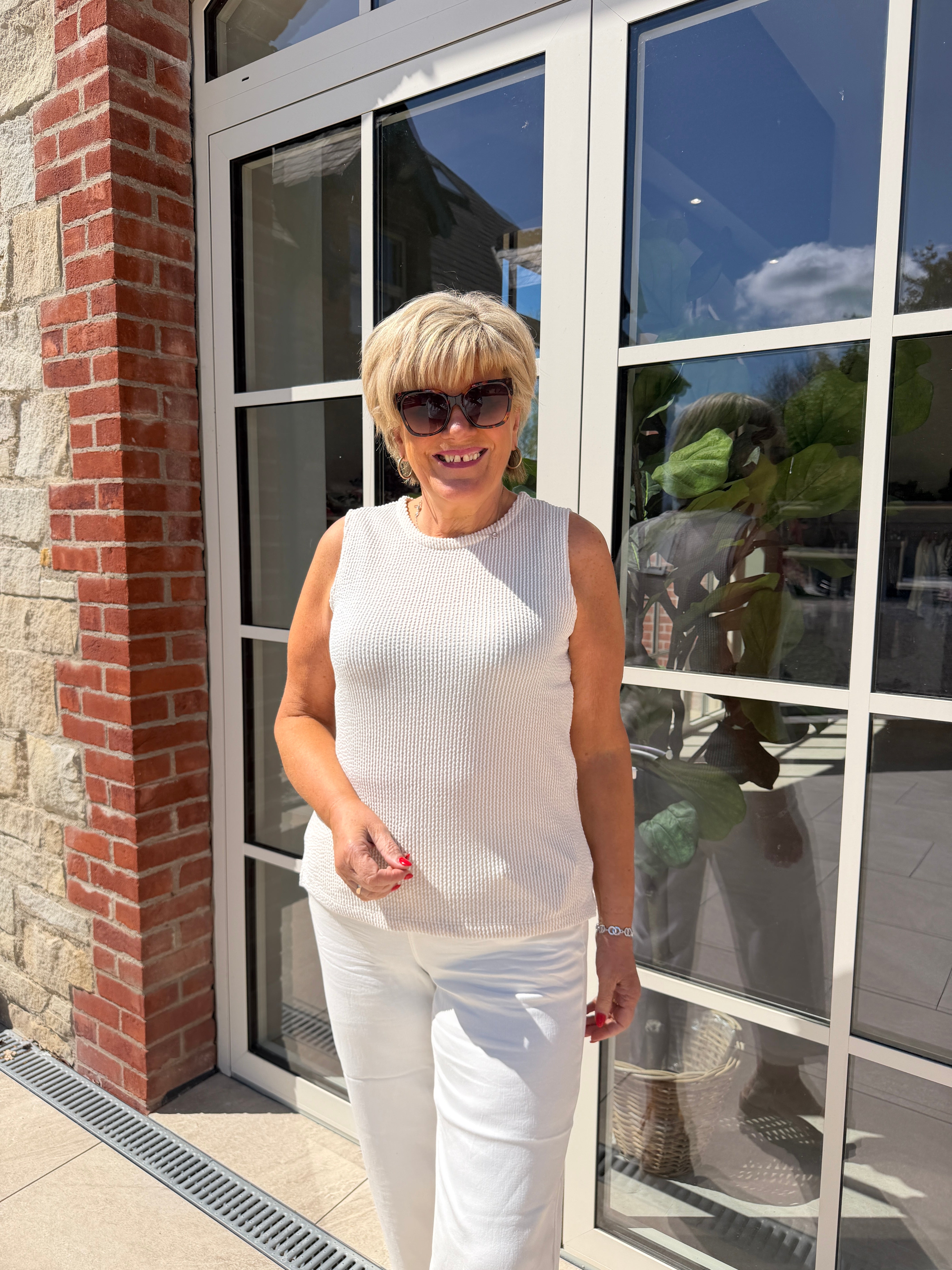 Street One Stripe Top In Clay Sand