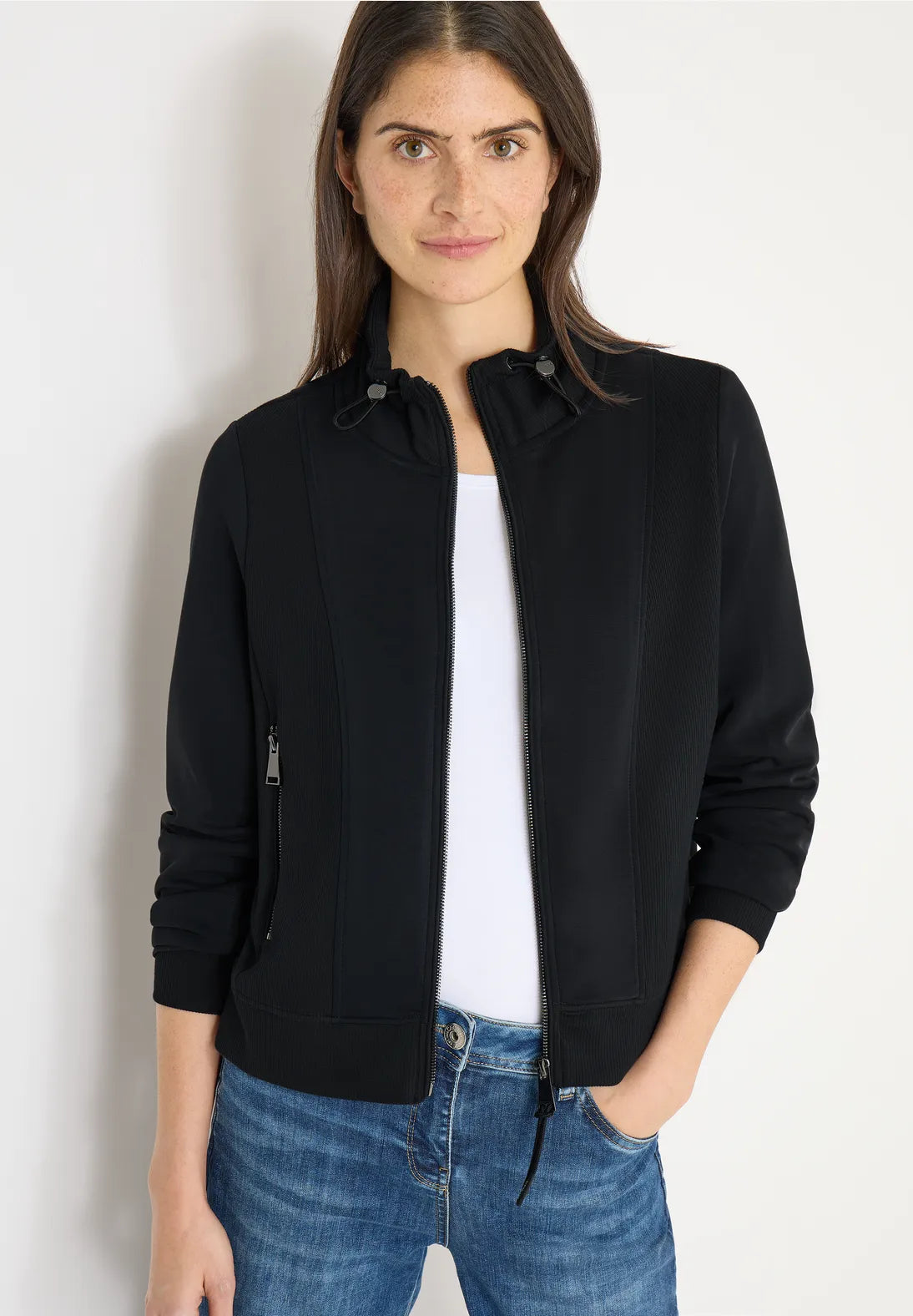 Cecil Sportive Sweat Jacket In Black