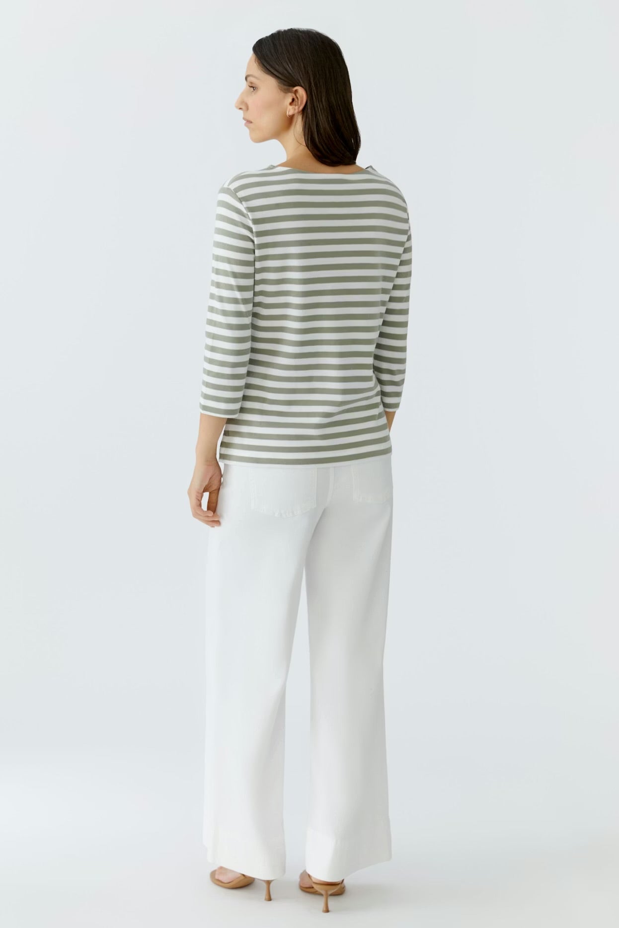 Oui soleila striped top In white & khaki