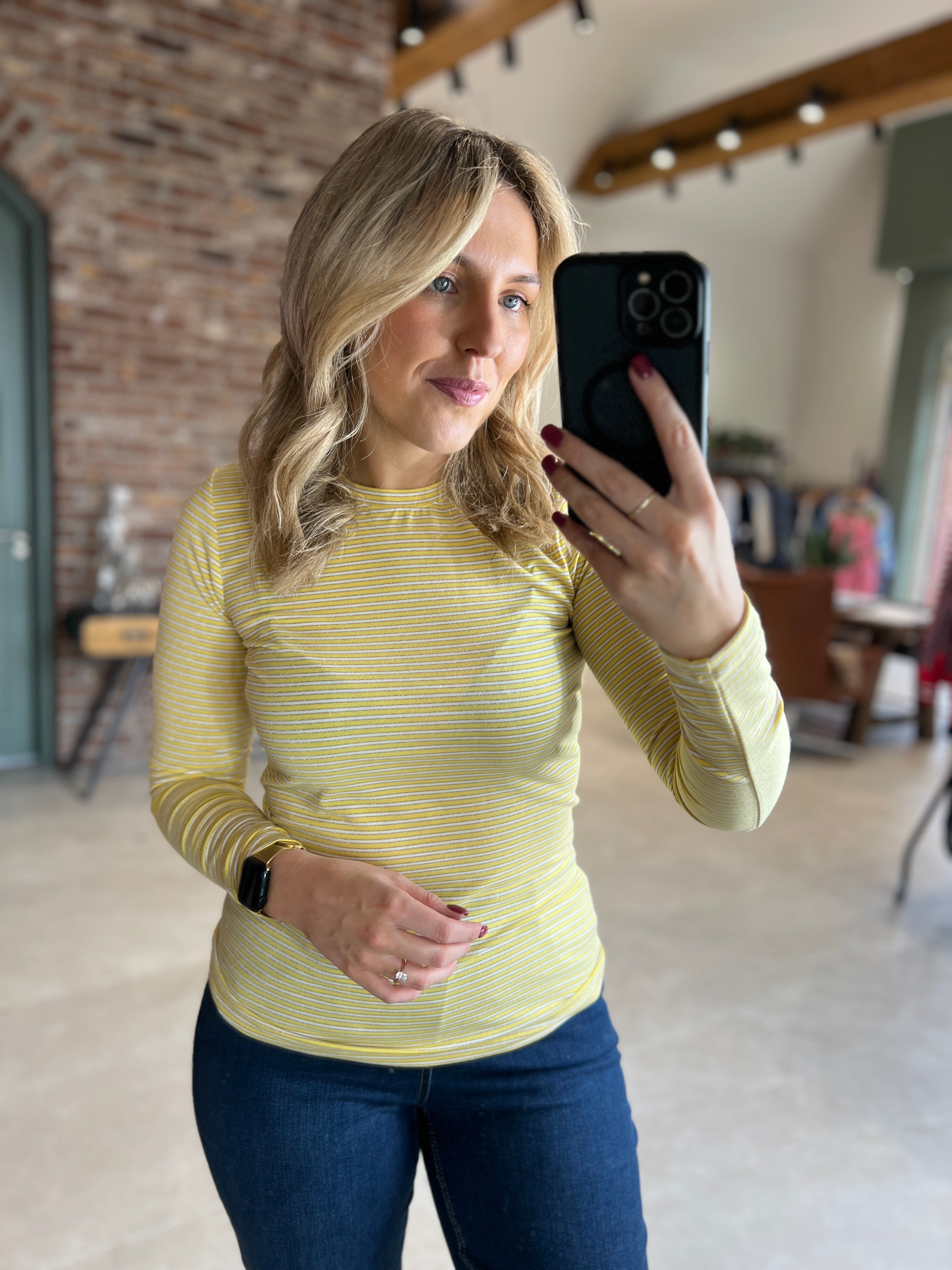 Culture Striped Top In Yellow & White