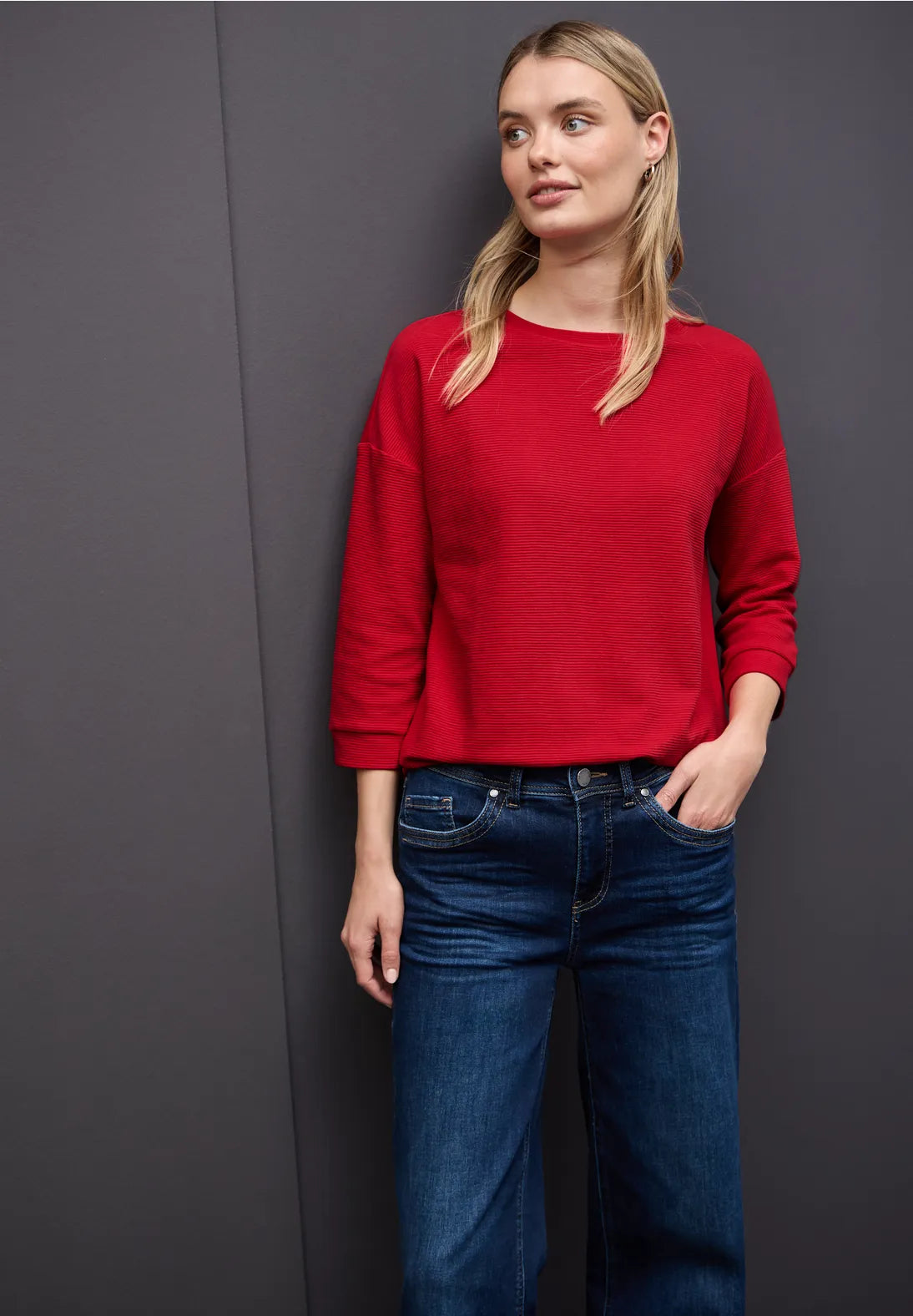 Street One structured sweatshirt In Racing Red