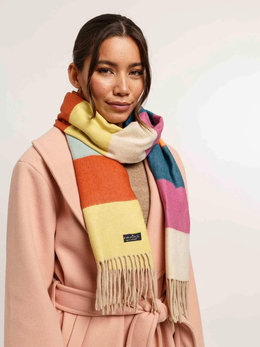 Cashmink Striped Patterned Scarf In Multicoloured