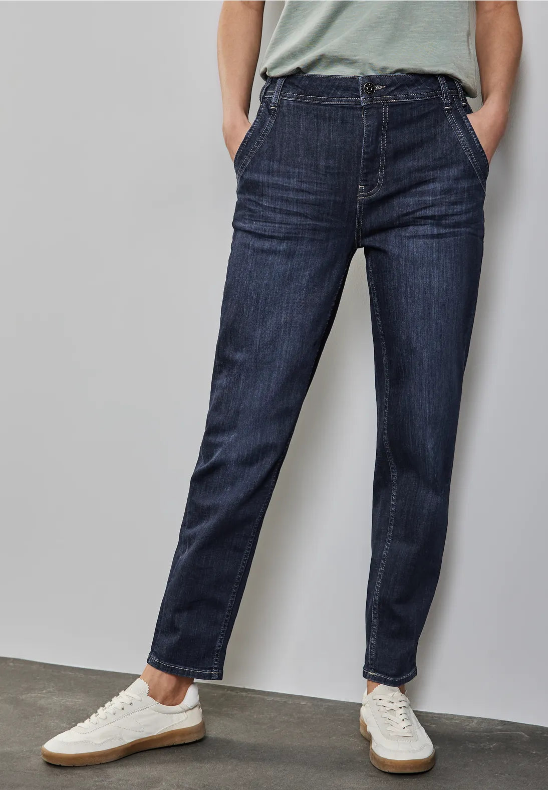 Street One Mom Jeans In Dark Blue Wash