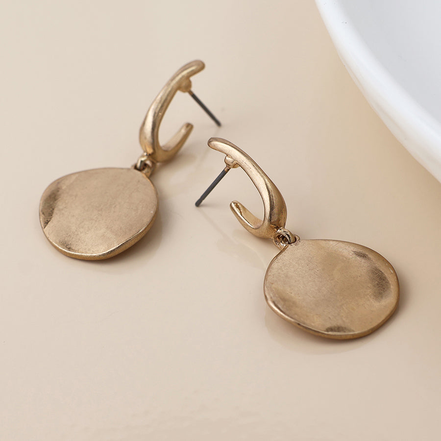Pom Disc Drop Earrings In gold