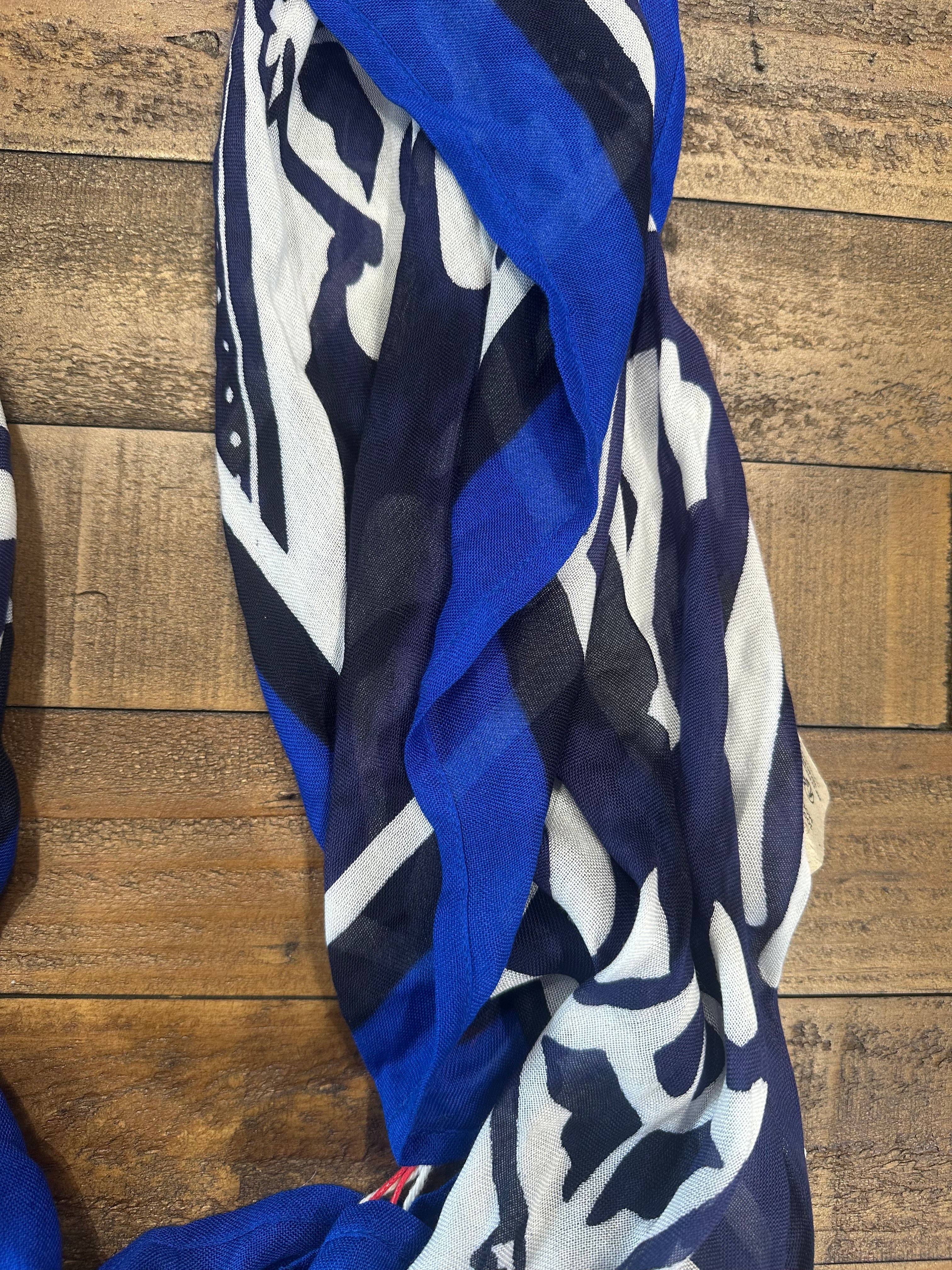 Street One Print Square Scarf In Deep Blue