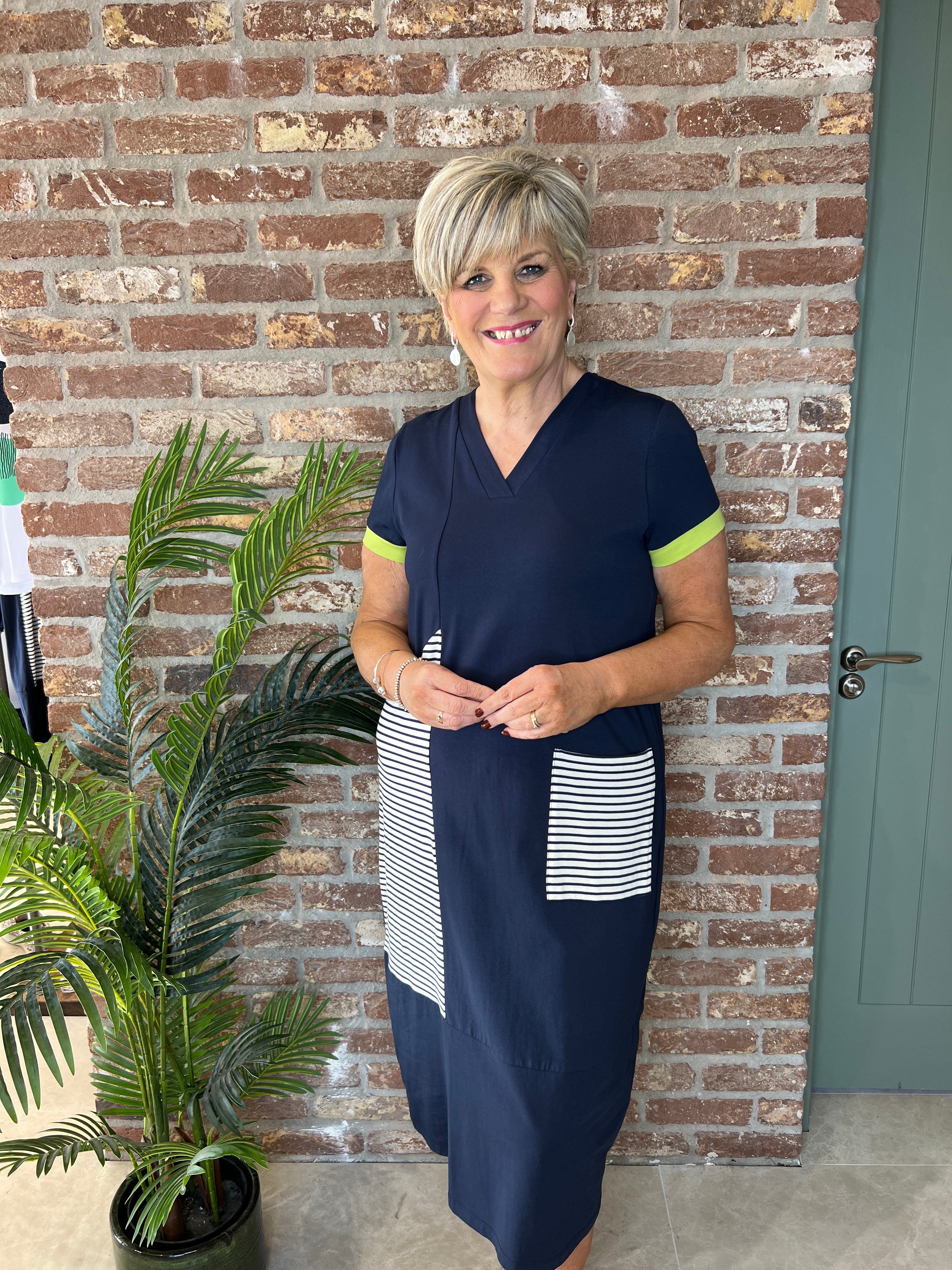 Peruzzi Stripe Dress In Navy