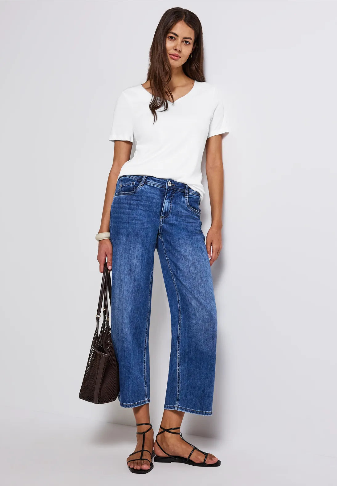 Street One Heart Neckline Top In Off white