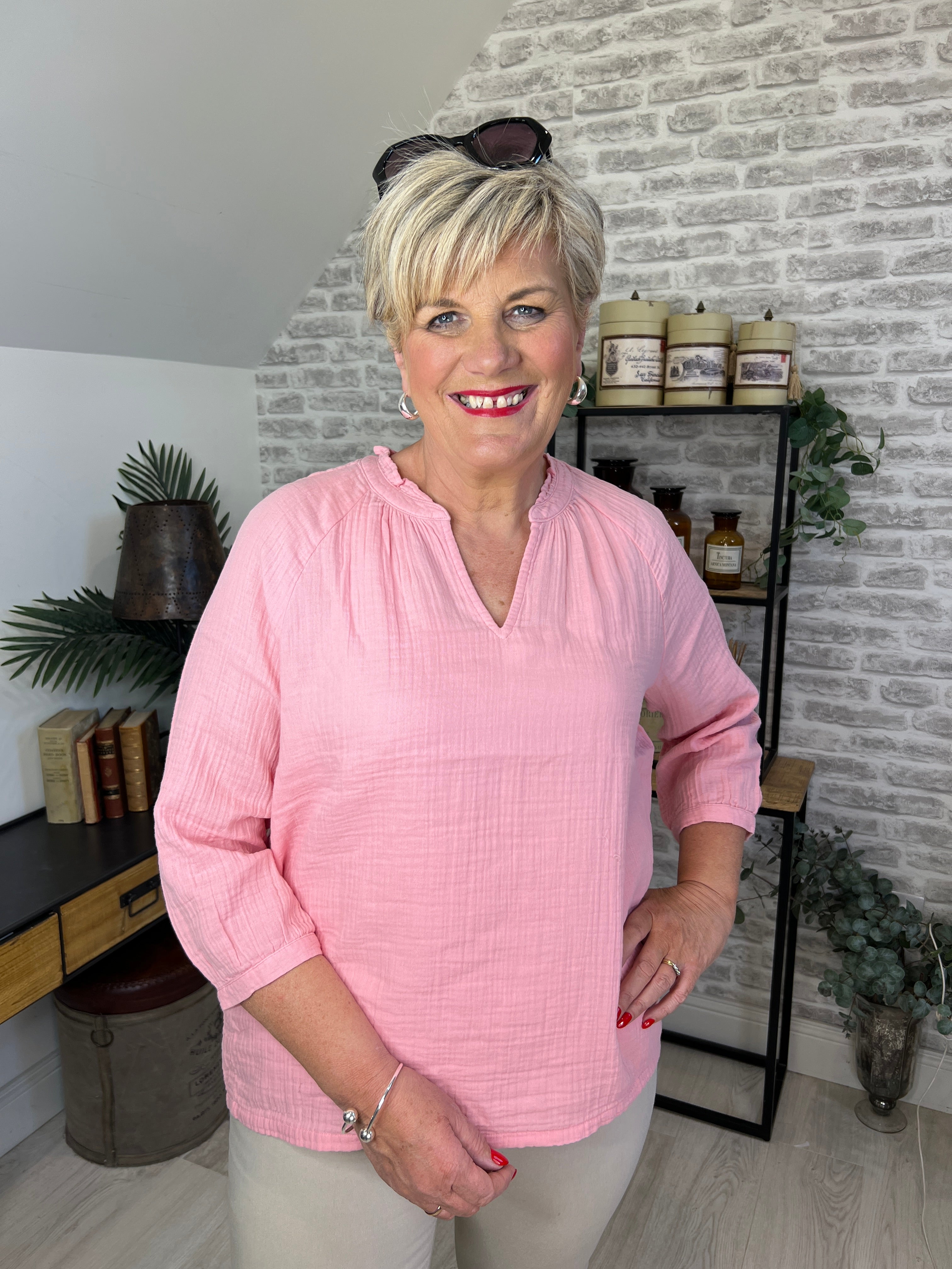 Street One Musselin Blouse In Blush Peach