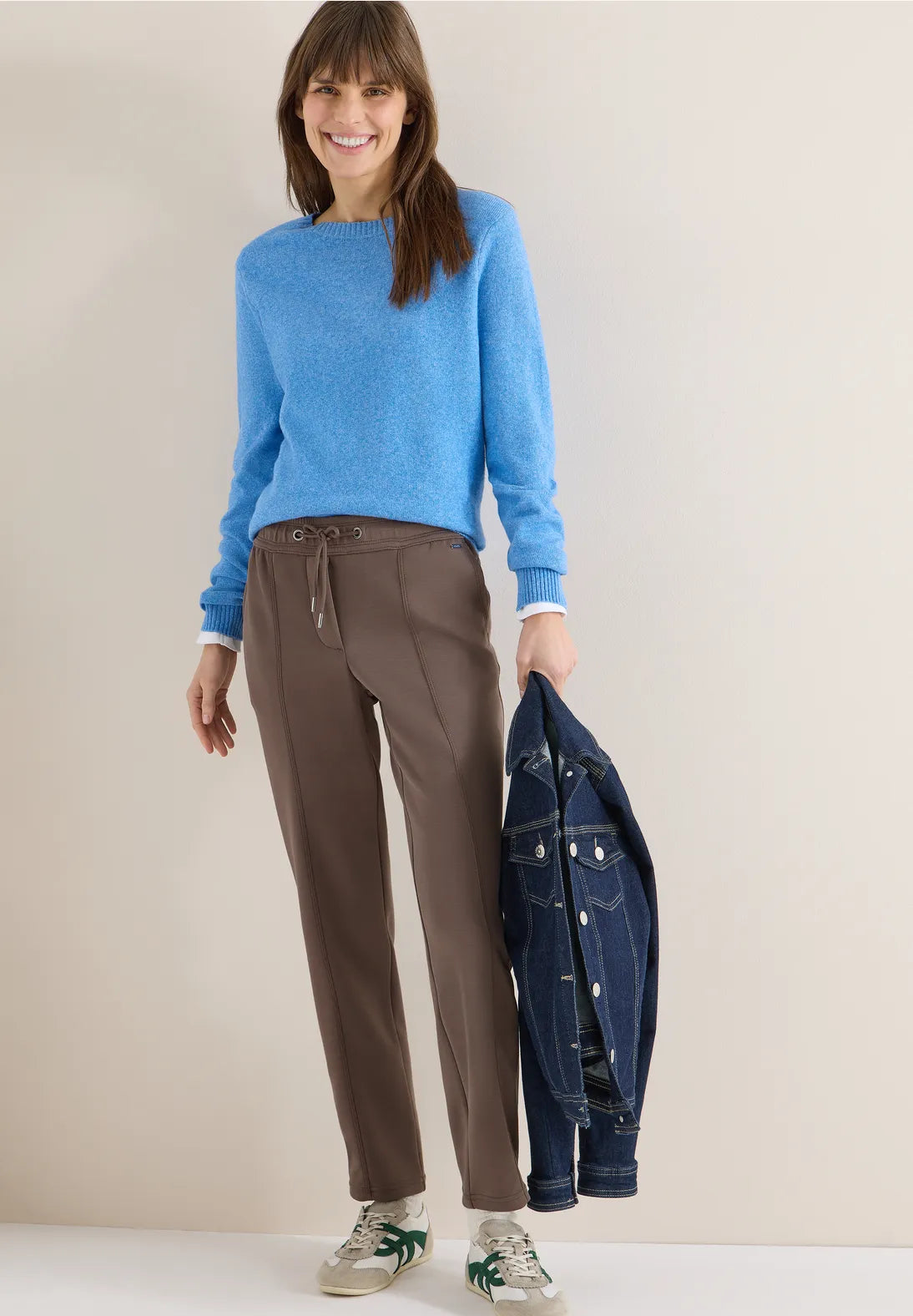 Cecil Tracey Silk Trousers In Urban Taupe