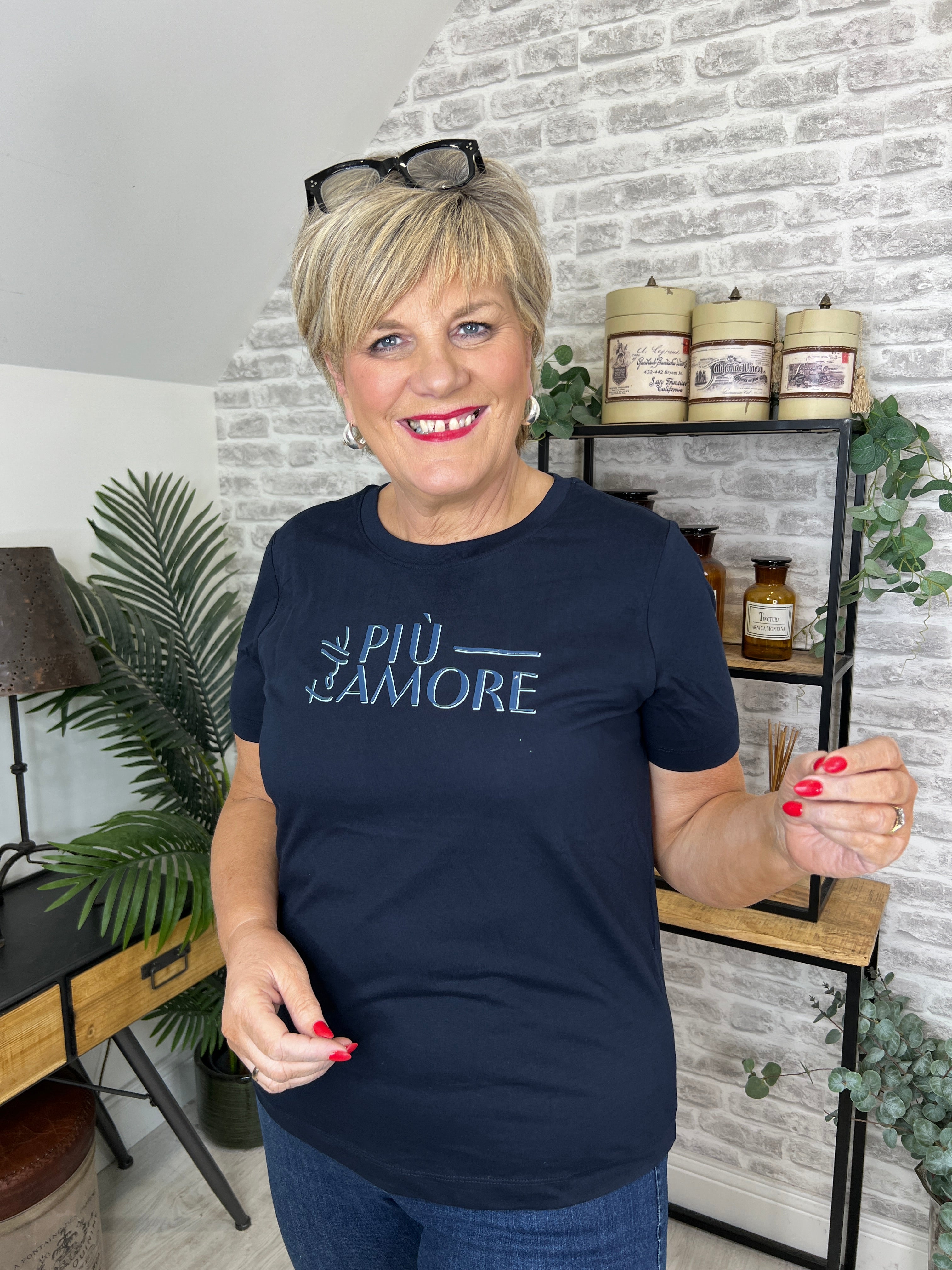 Cecil T-Shirt With Wording In Universal Blue