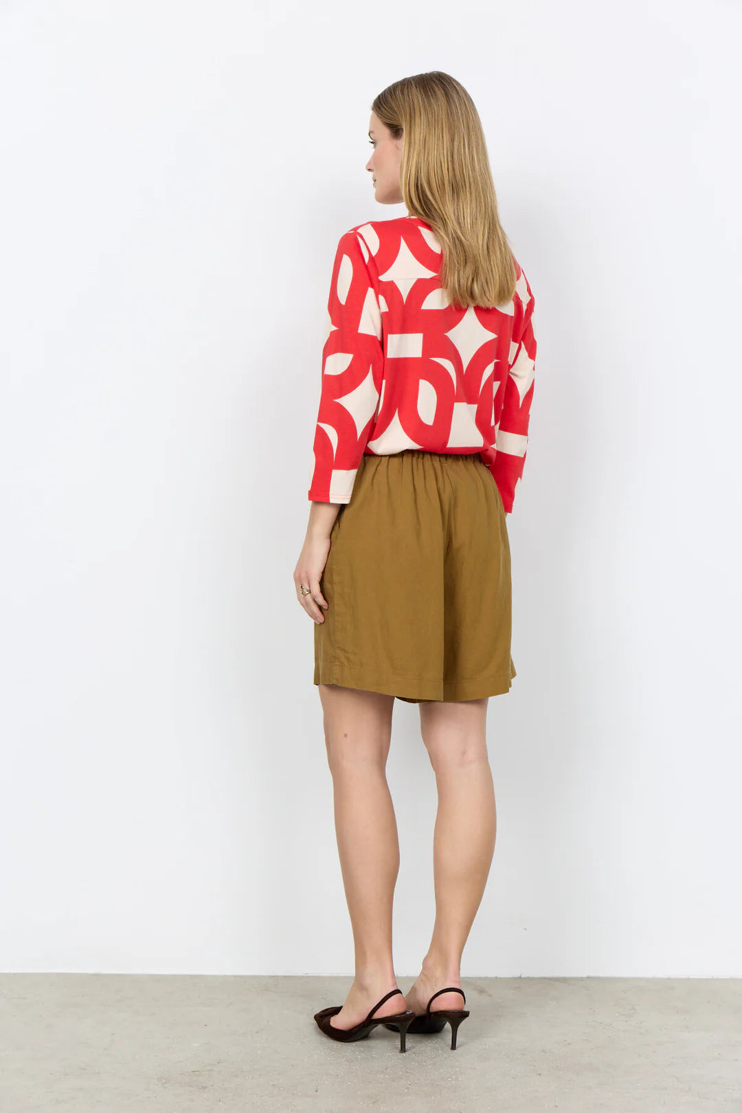 Soya Concept Felicity Geometric Top In Red Multi