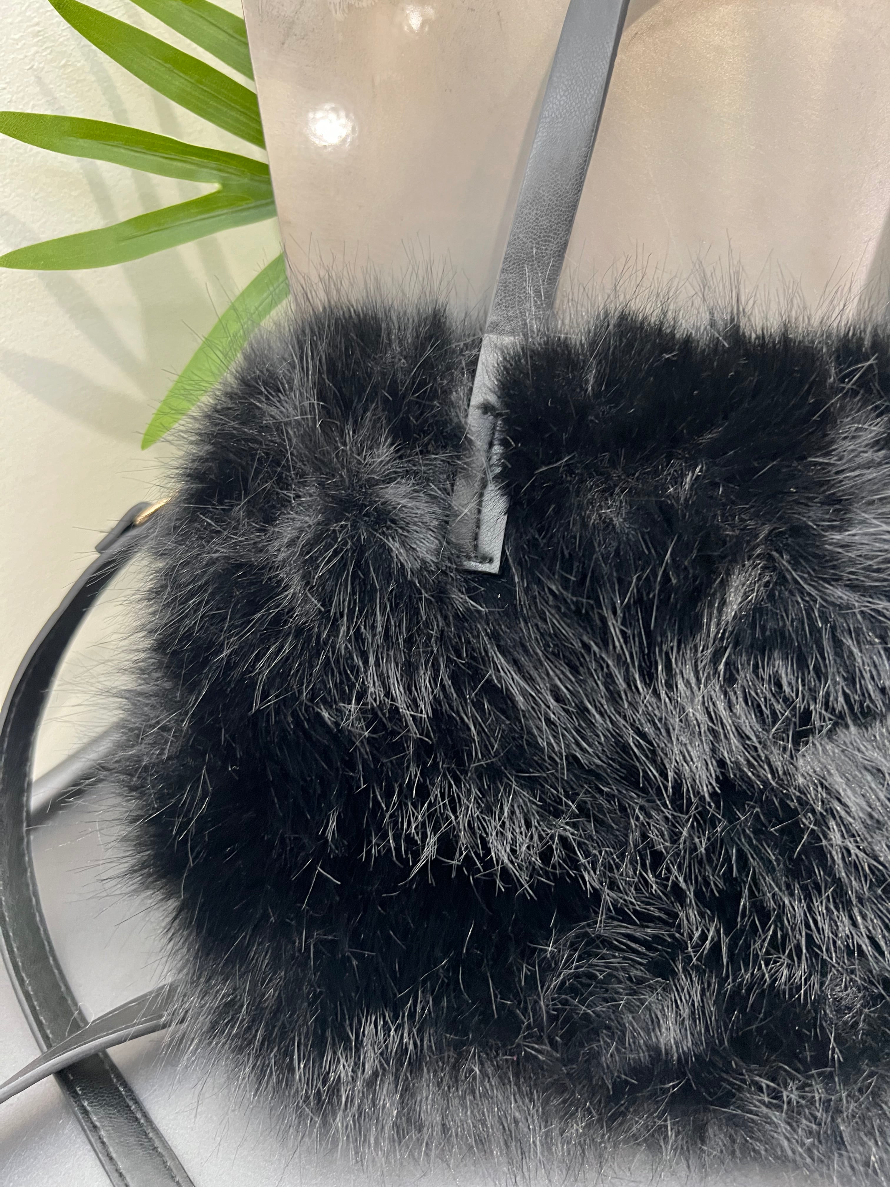 Olivia Mini Faux Fur Bag in Black