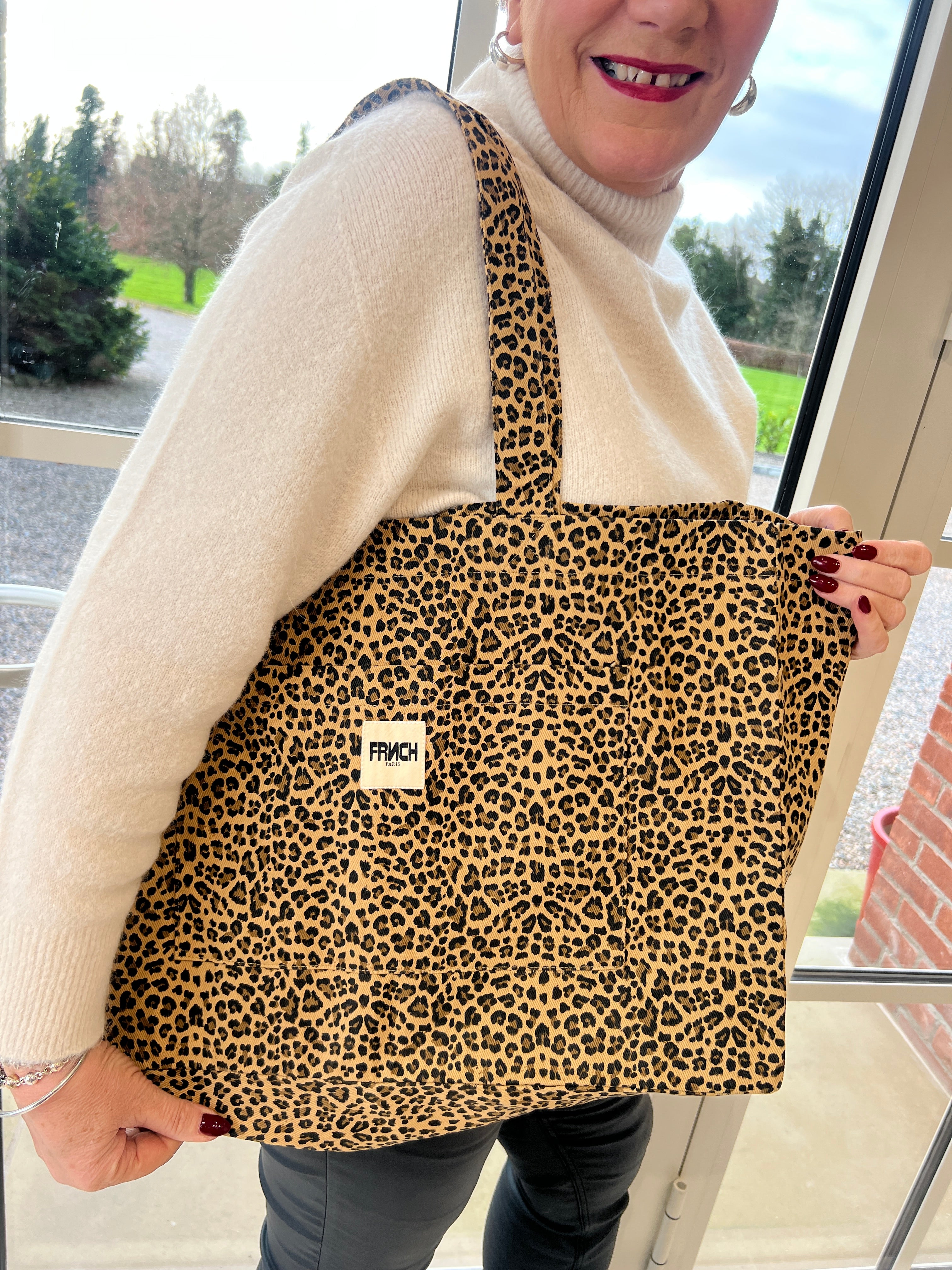 FRNCH Leopard Tote Bag & Pouch