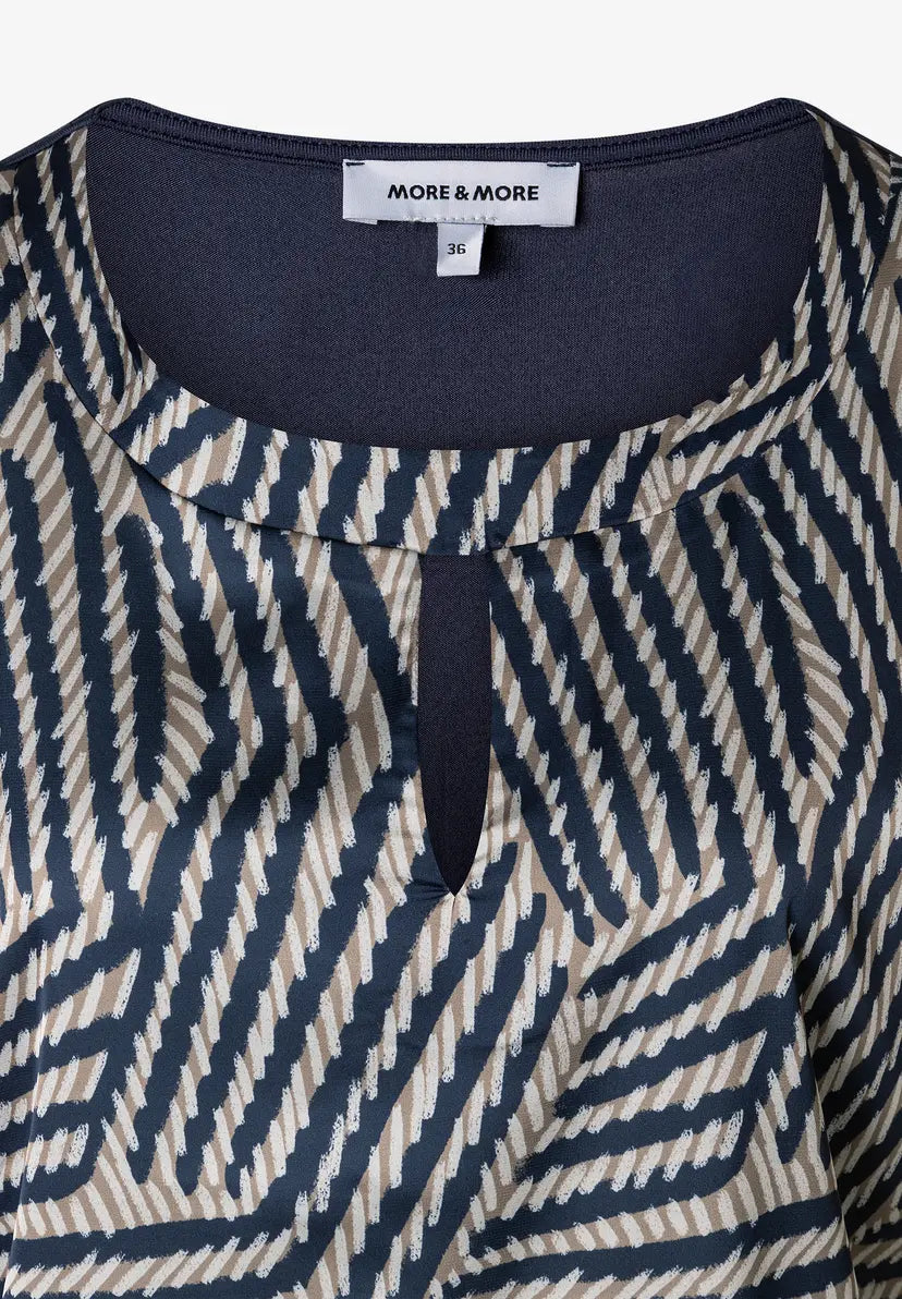 More & More Patch Strokes Blouse In Navy