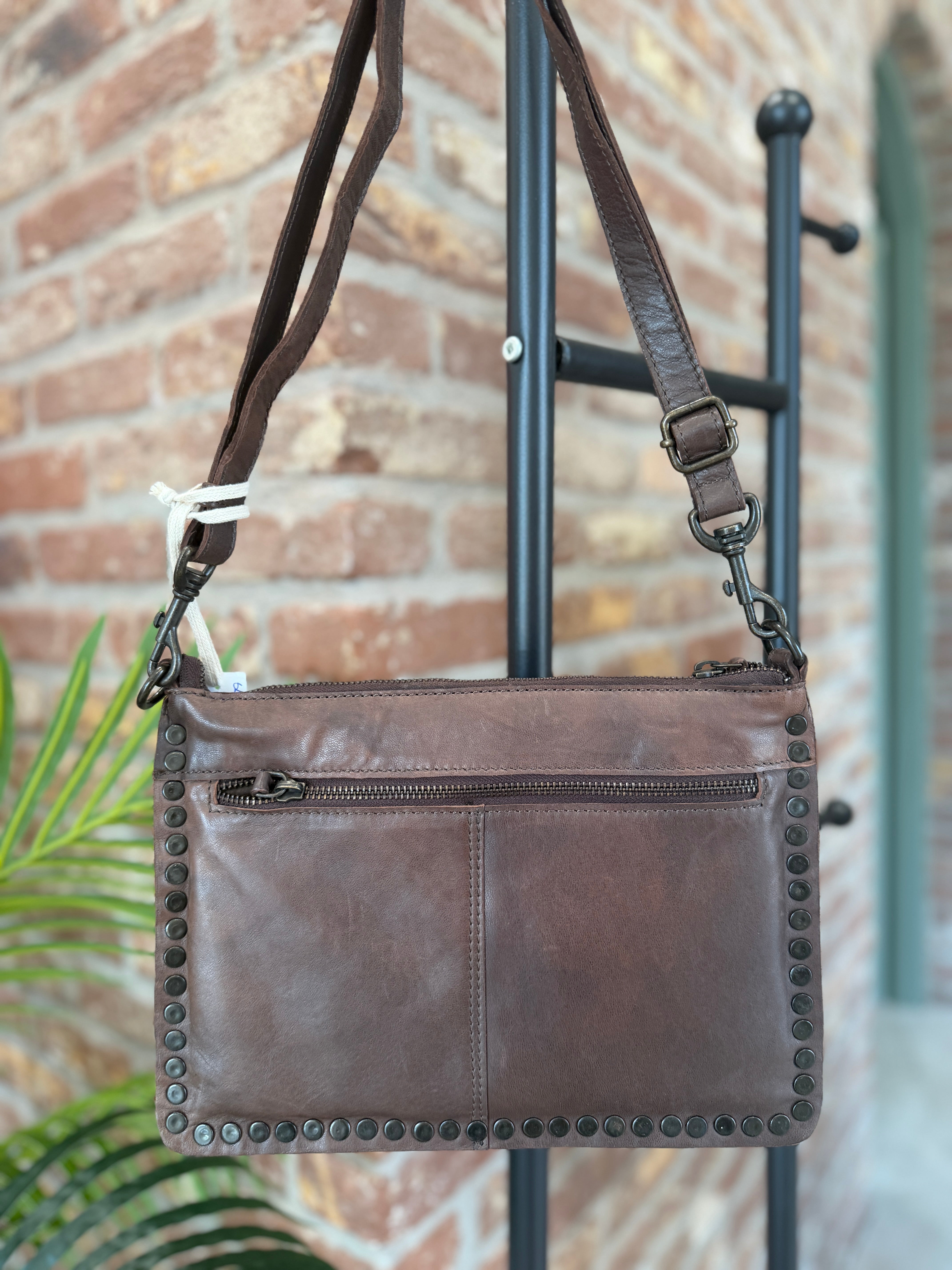 BIBA leather Portland Crossbody bag in Dark Brown