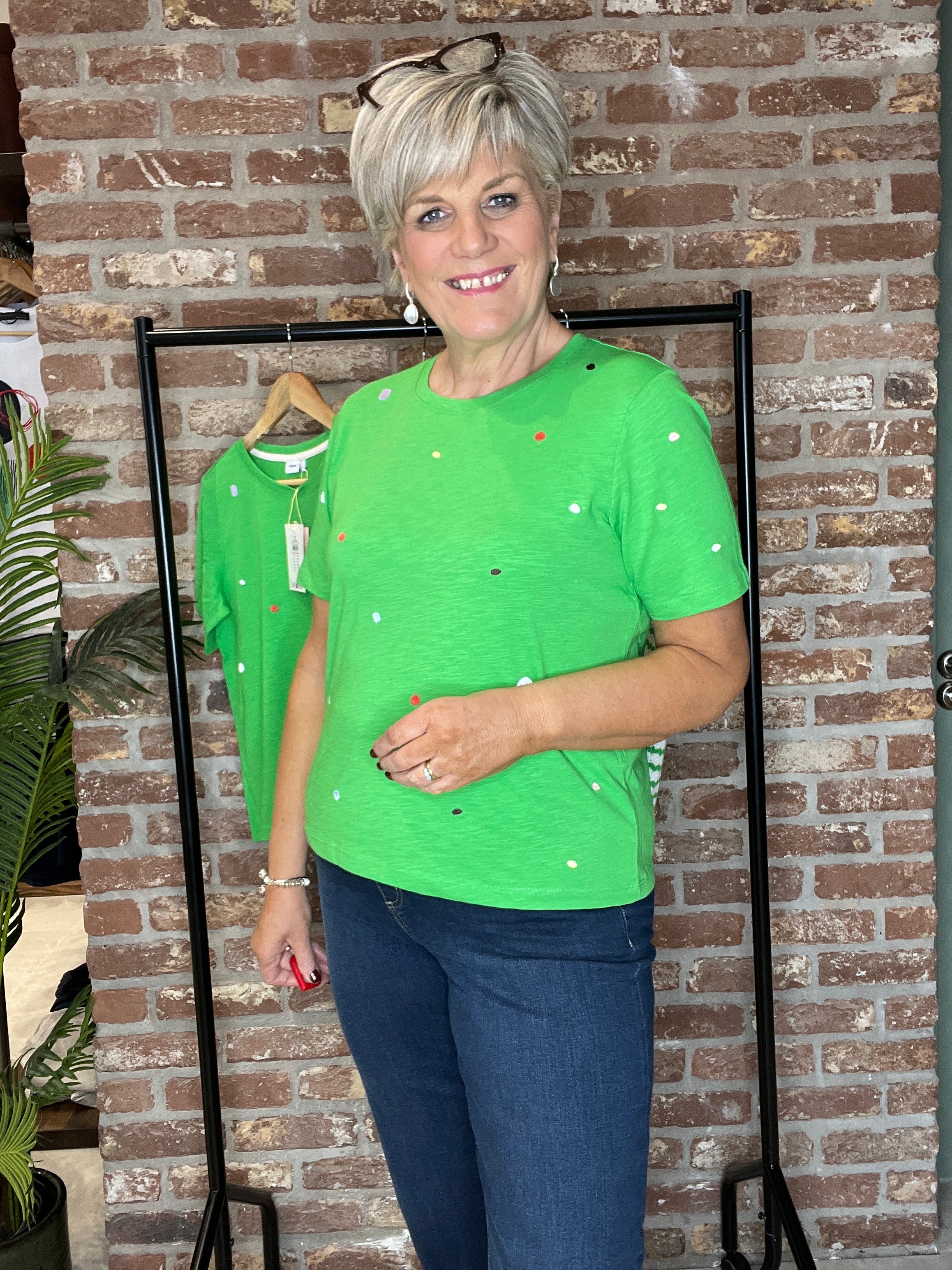 Nümph Organic Cotton spot t-shirt in green