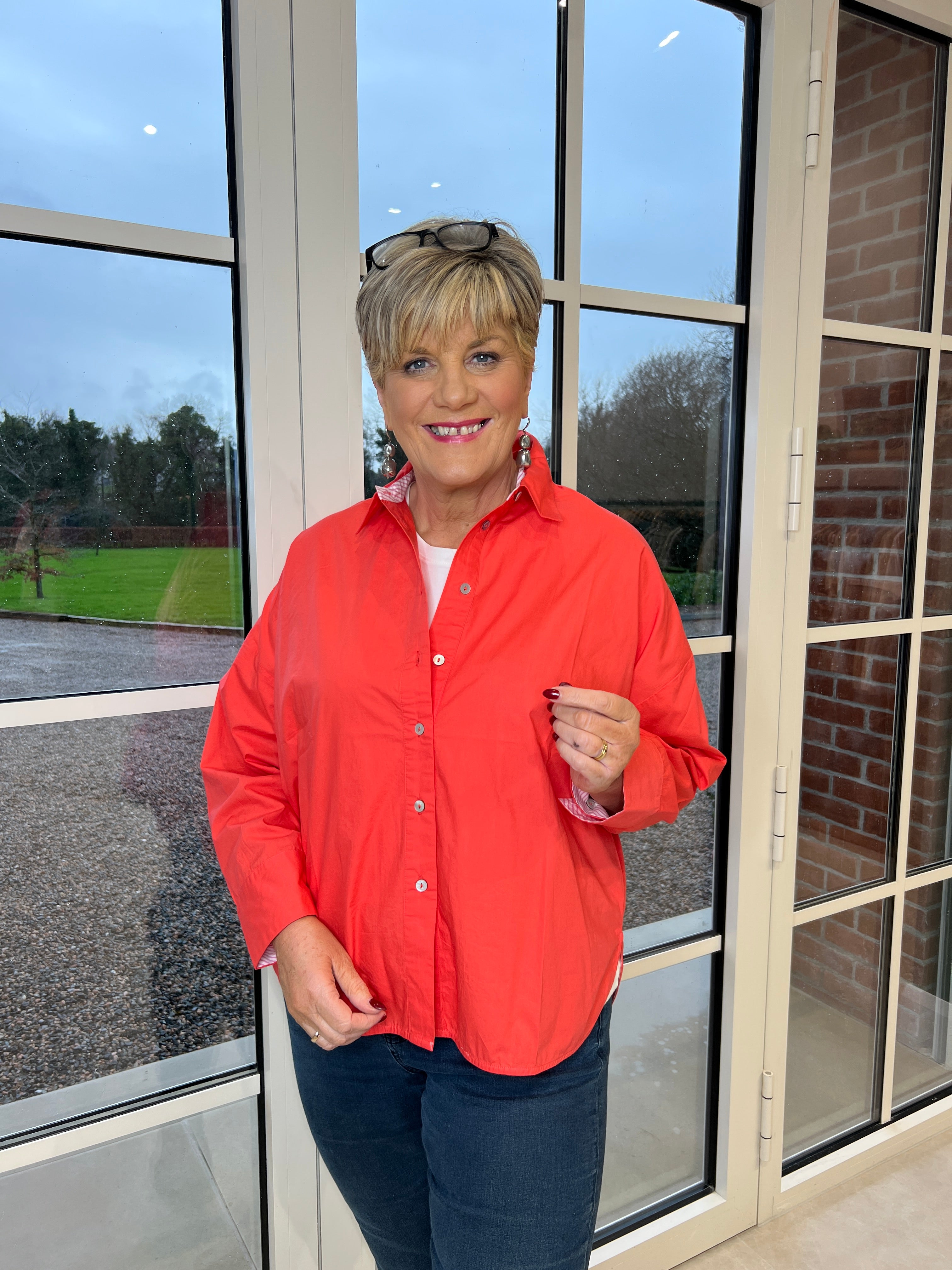 Nümph shirt with striped cuff In Cayenne