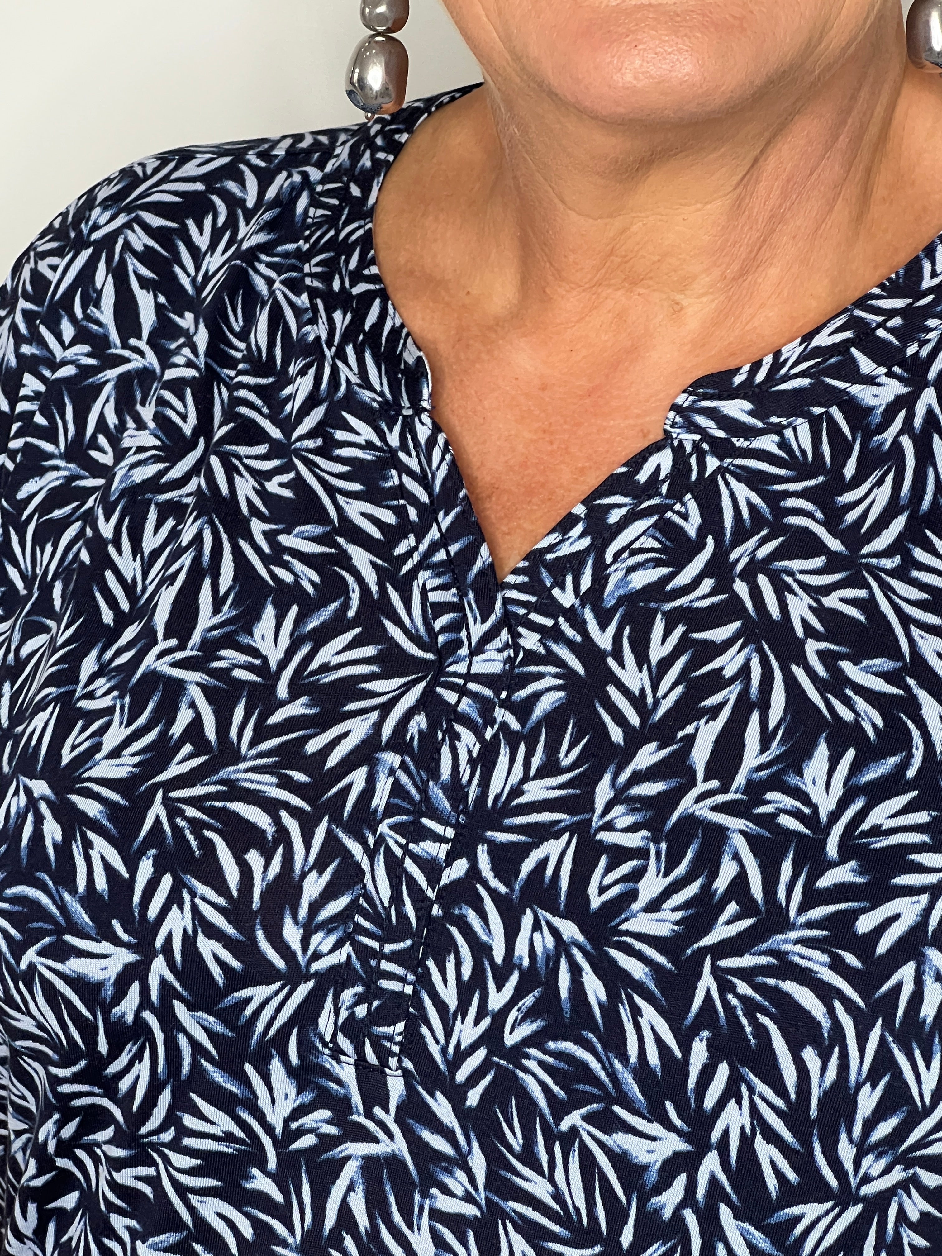 Cecil Minimal Print Top In Urban Dark Blue