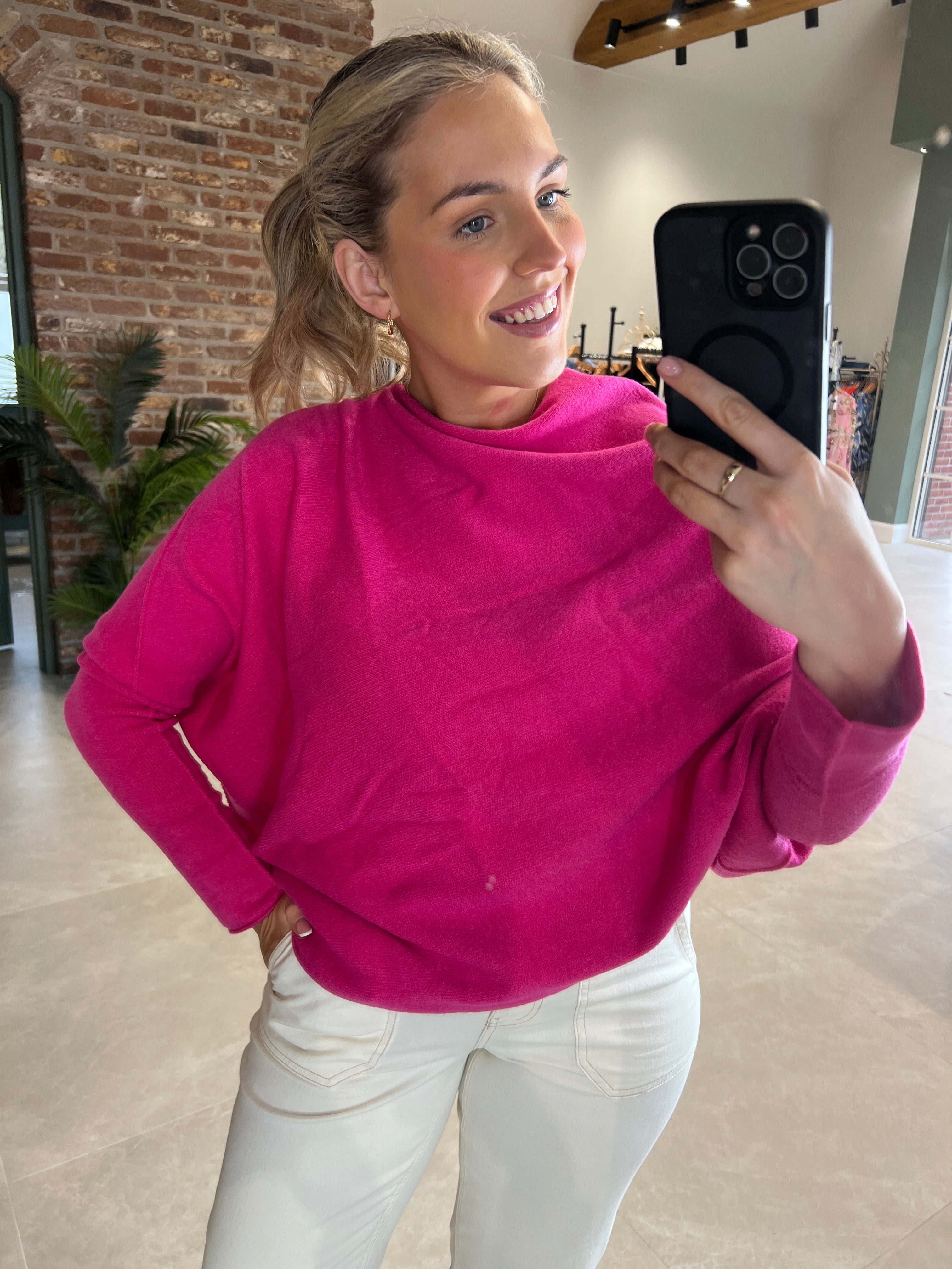 Deck By Decollage Asymmetric Knit In Pink