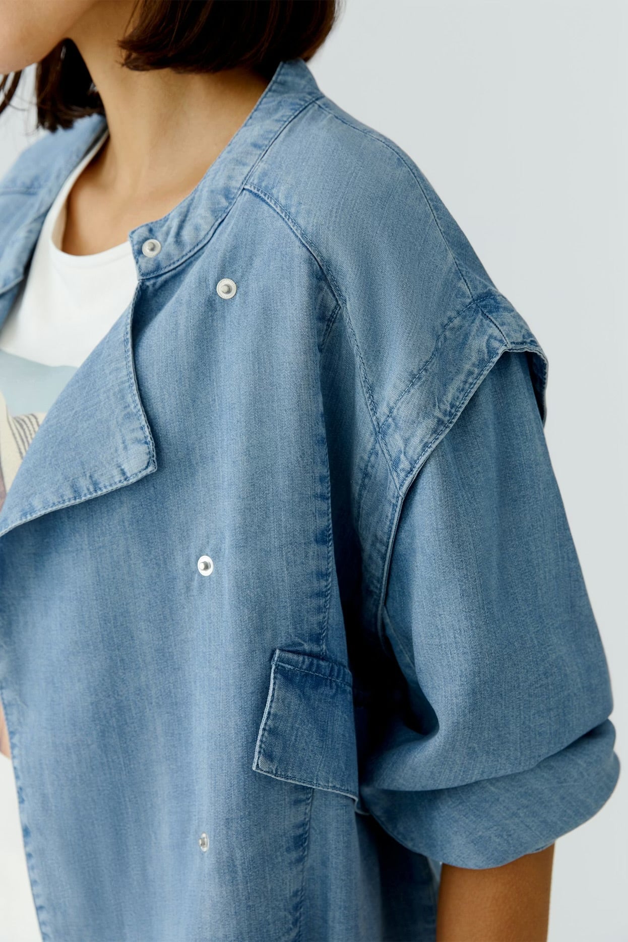 Oui Biker style denim jacket In Blue